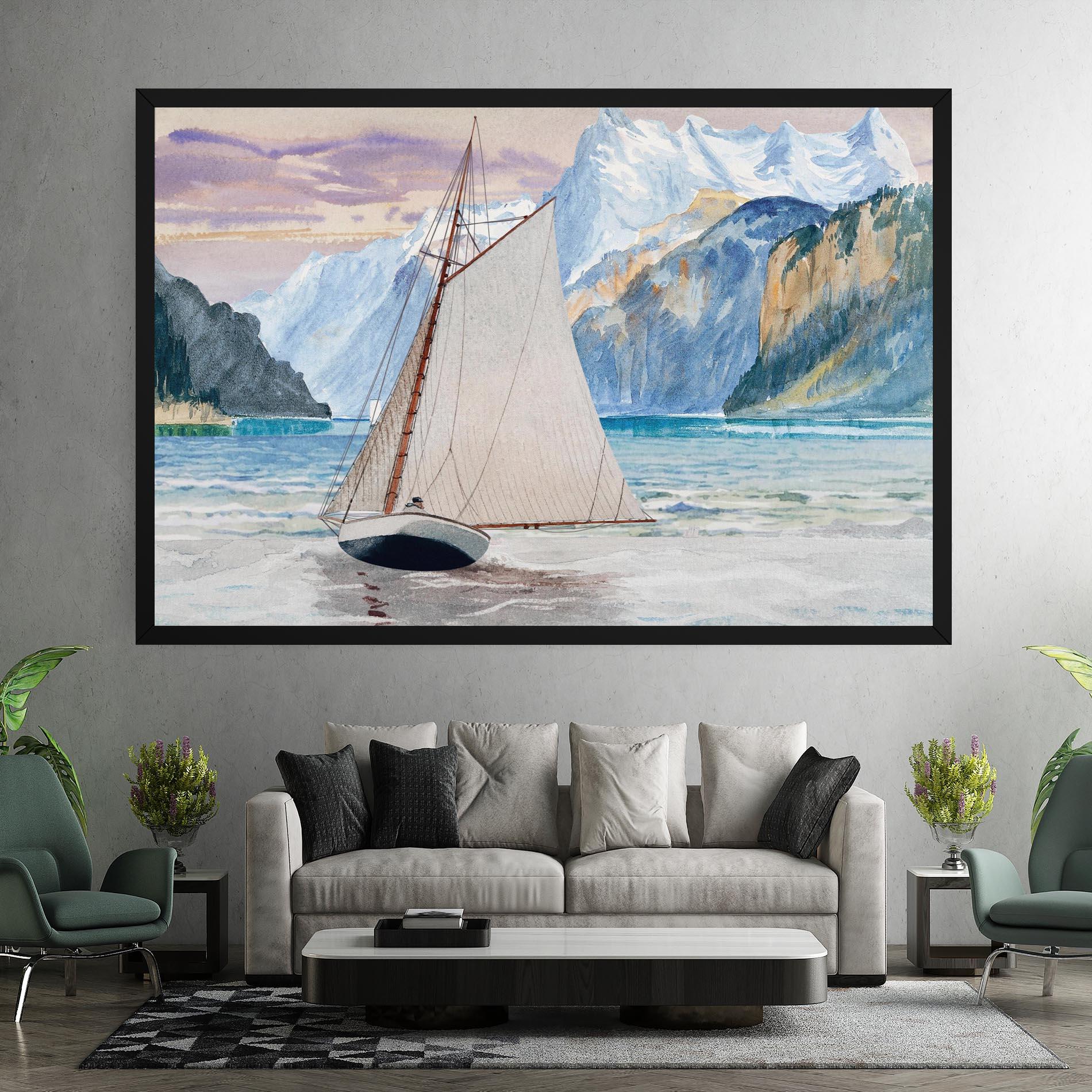 Tablou Canvas Boat Mountain View mockup 7