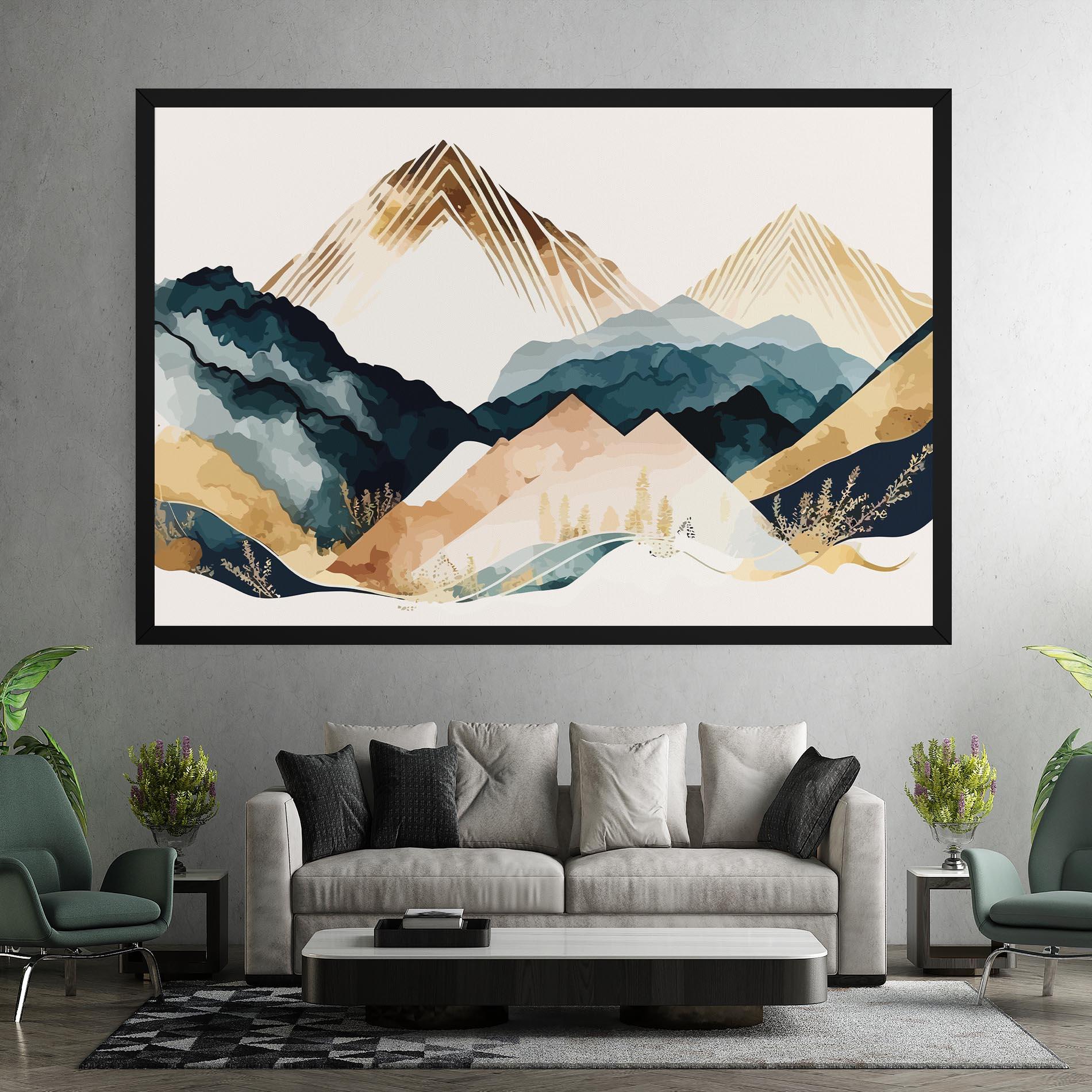 Tablou Canvas Gold Green Mountain mockup 7