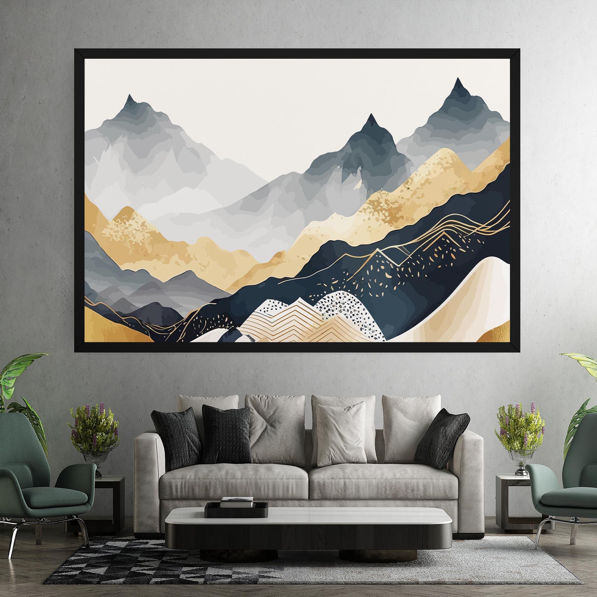 Tablou Canvas Gold Grey Mountain mockup 7