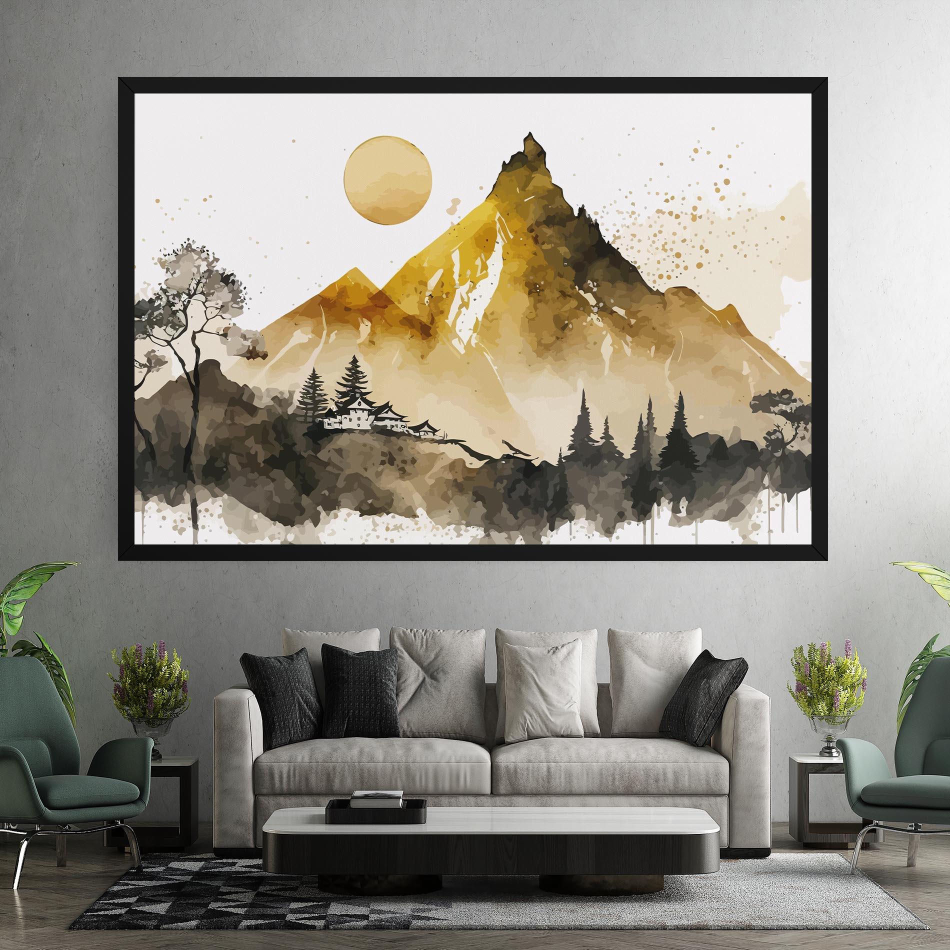 Tablou Canvas Gold Mountain Art mockup 7