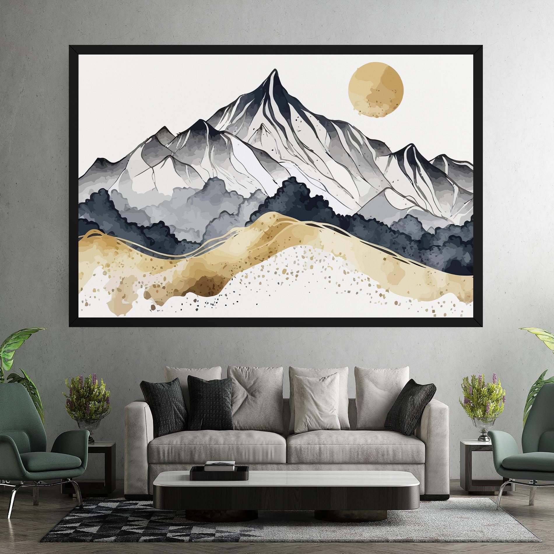 Tablou Canvas Grey Gold Mountain mockup 7