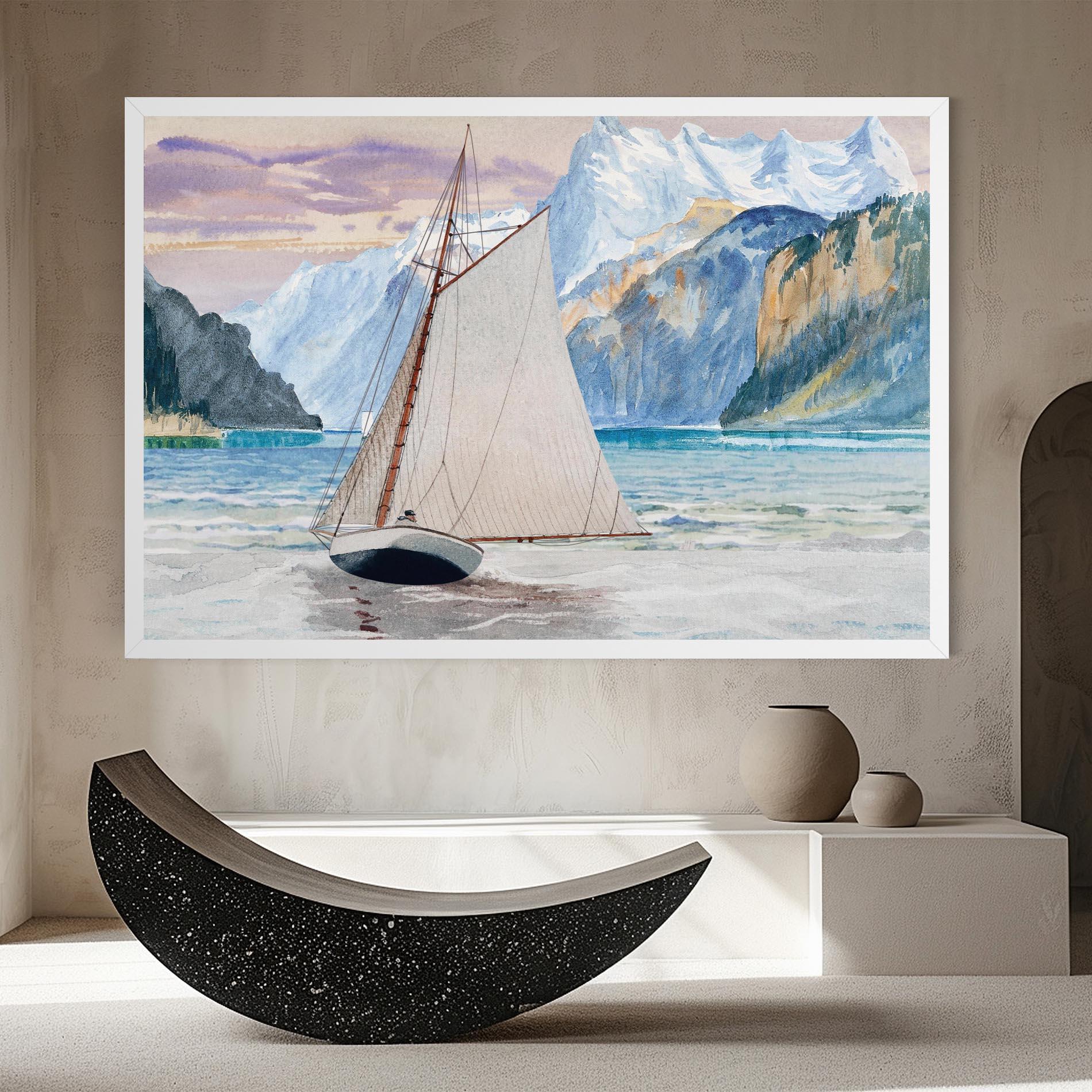 Tablou Canvas Boat Mountain View mockup 8