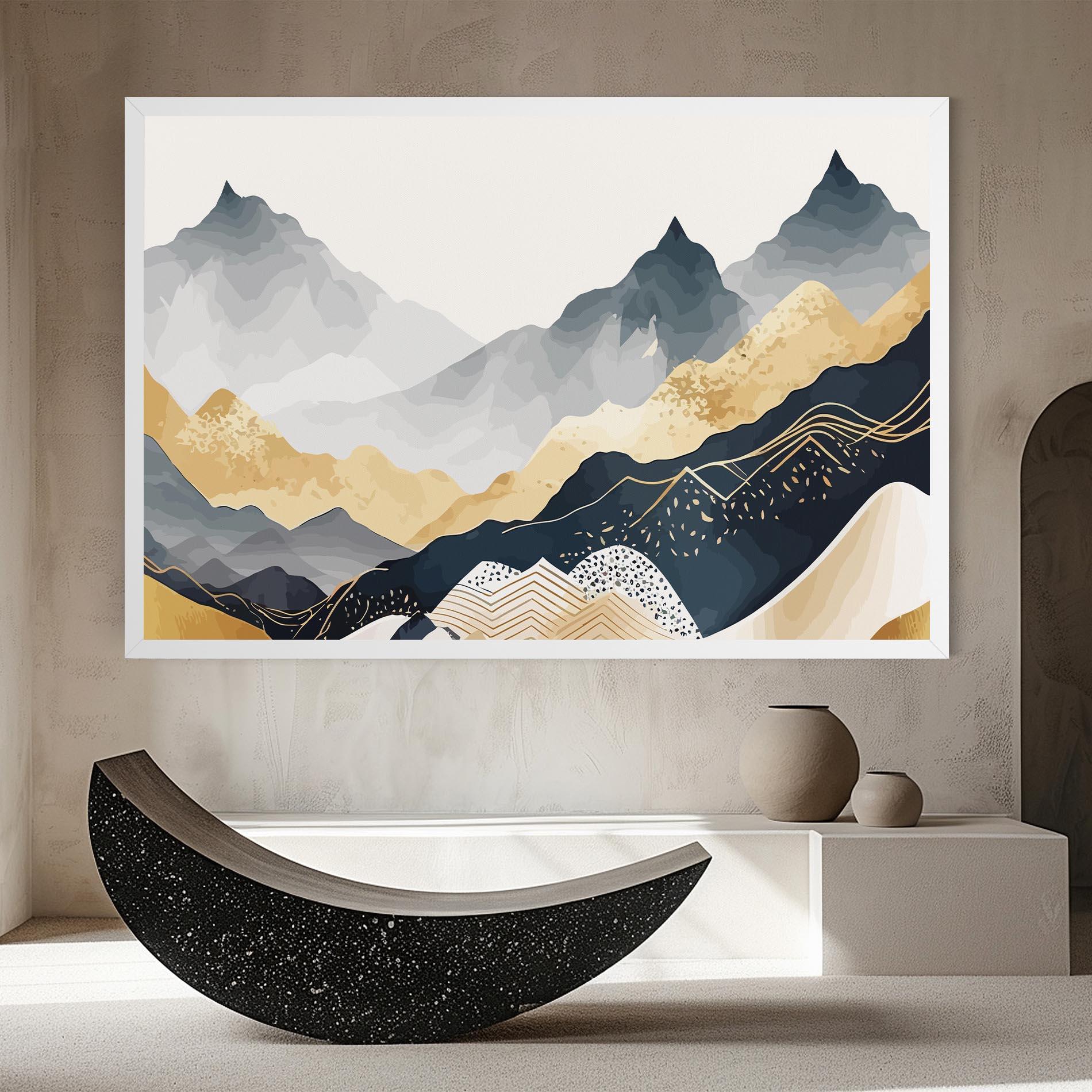 Tablou Canvas Gold Grey Mountain mockup 8