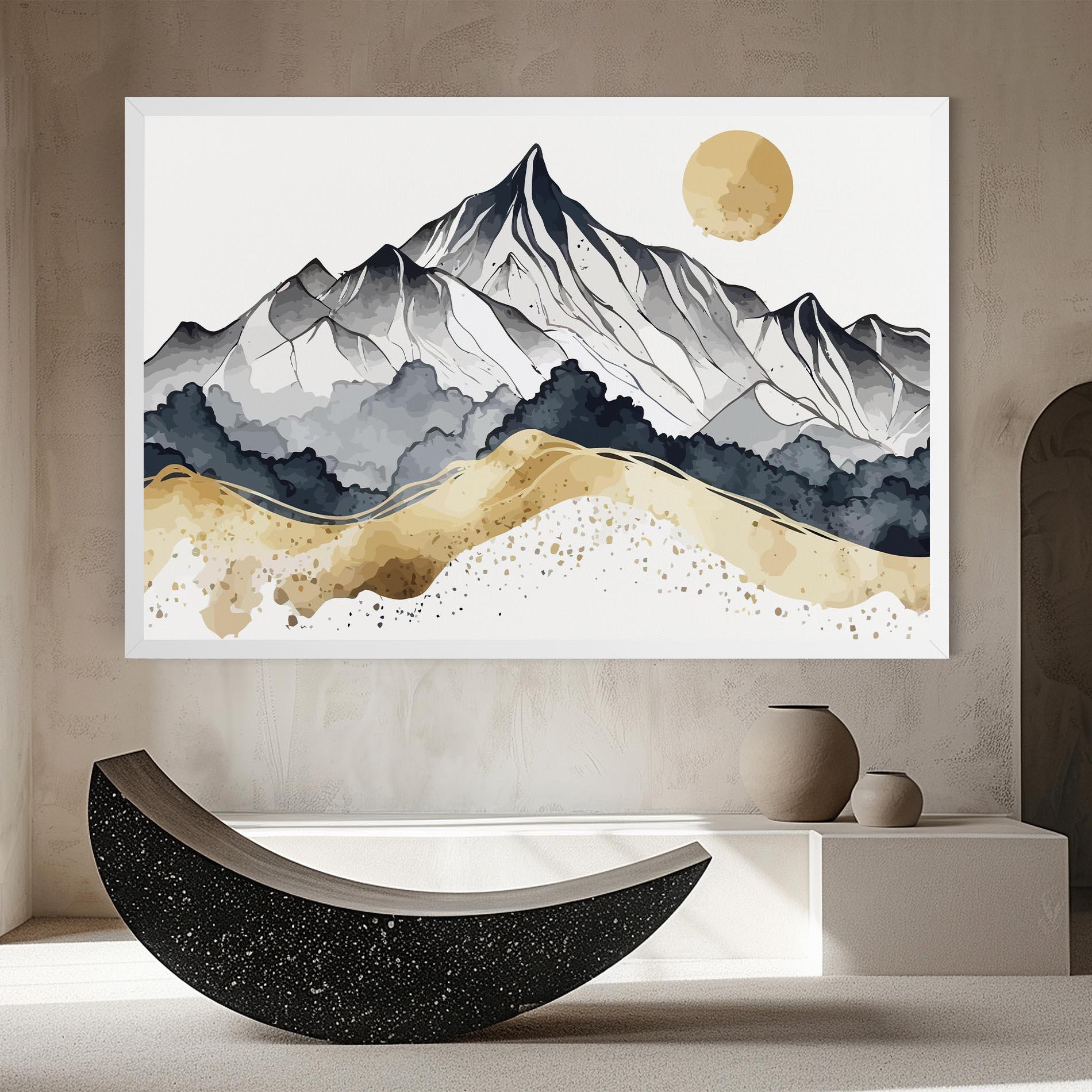 Tablou Canvas Grey Gold Mountain mockup 8