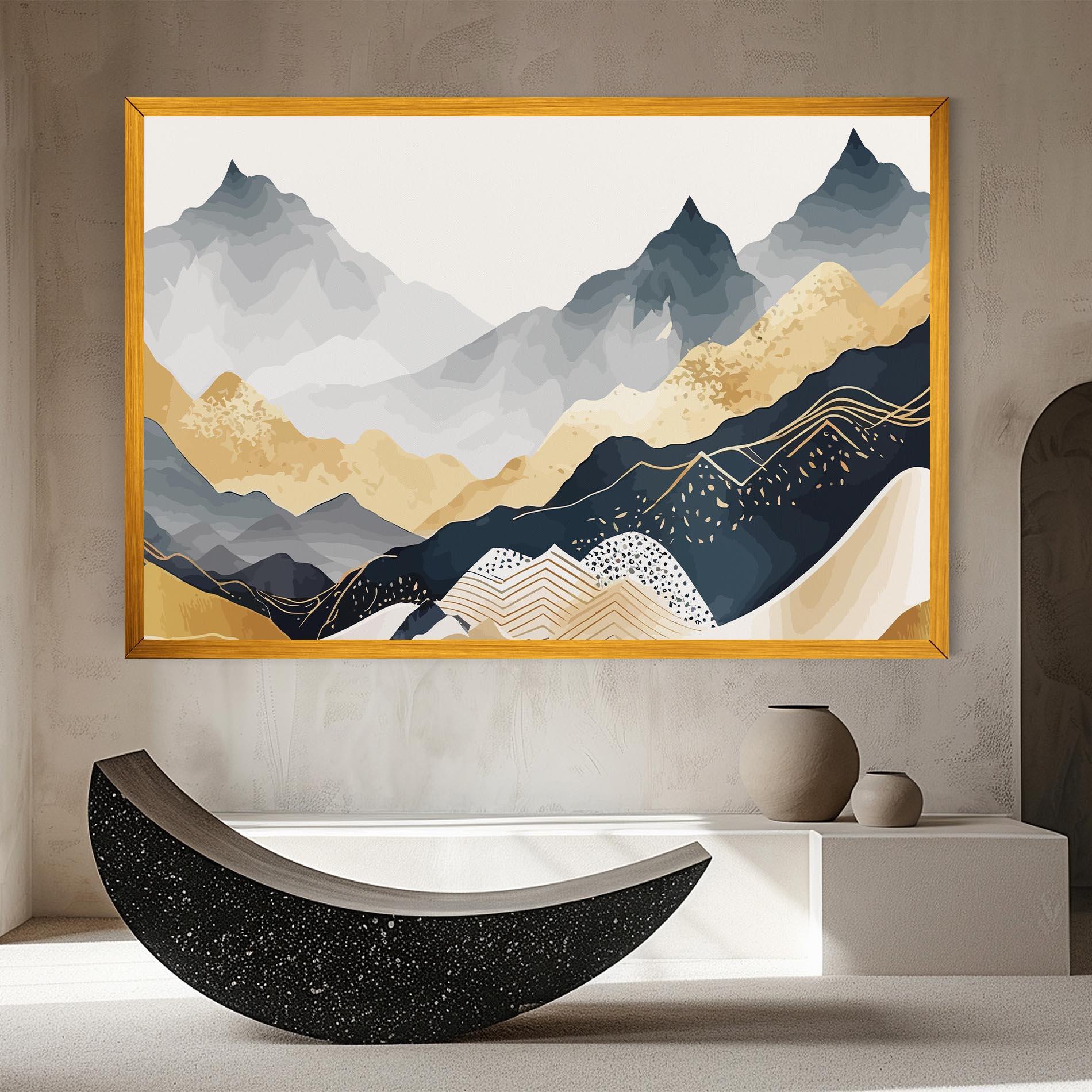 Tablou Canvas Blue Gold Mountain mockup 8