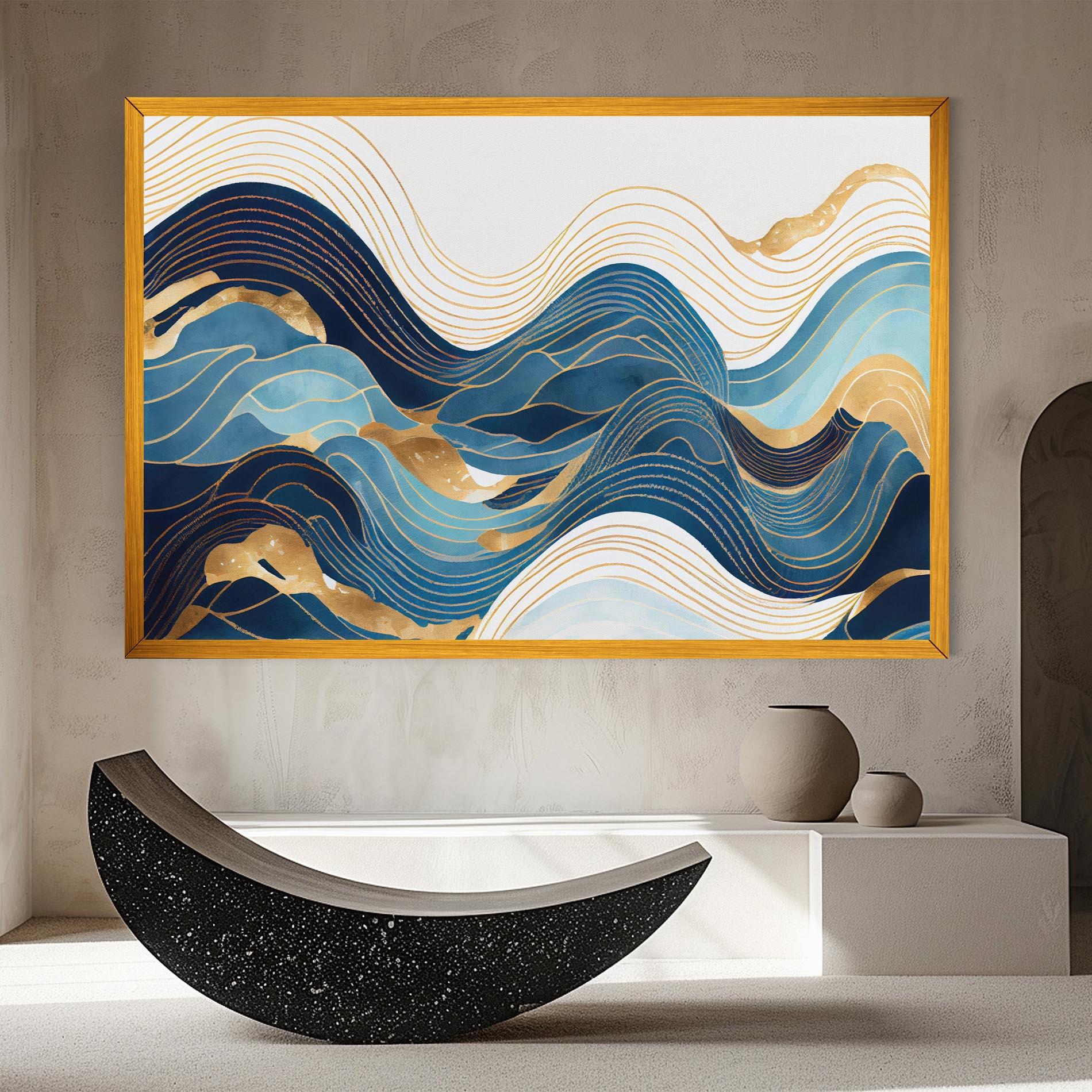 Tablou Canvas Blue Wave Mountain mockup 8