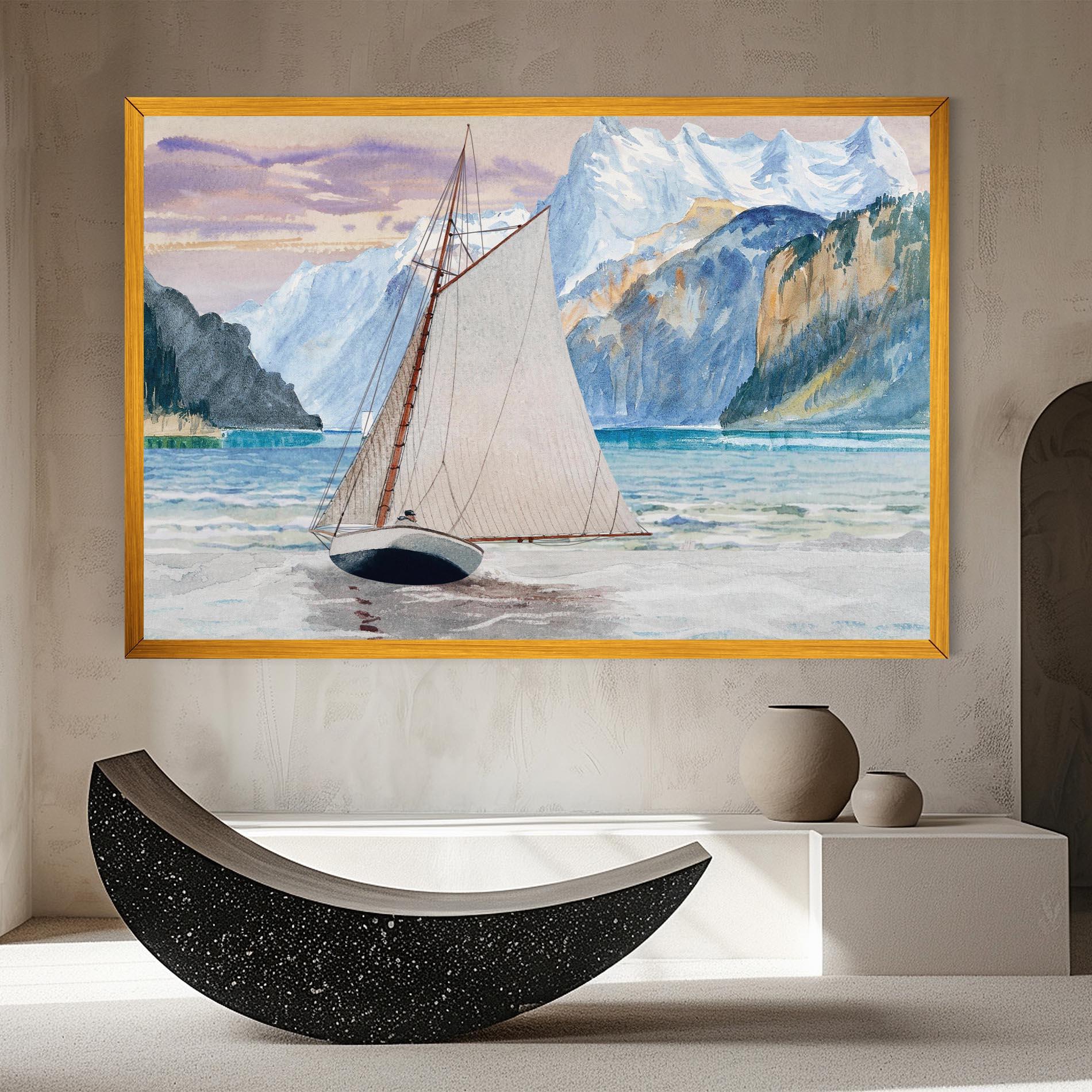 Tablou Canvas Boat Mountain View mockup 8