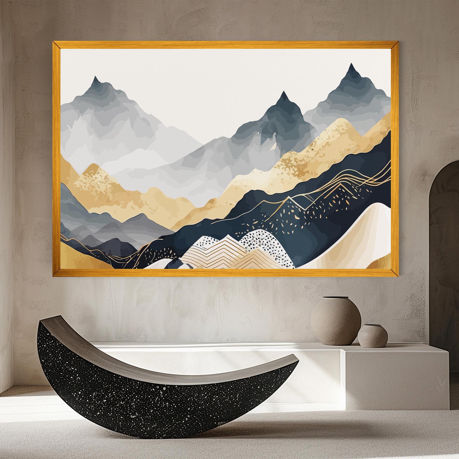 Tablou Canvas Gold Grey Mountain mockup 8
