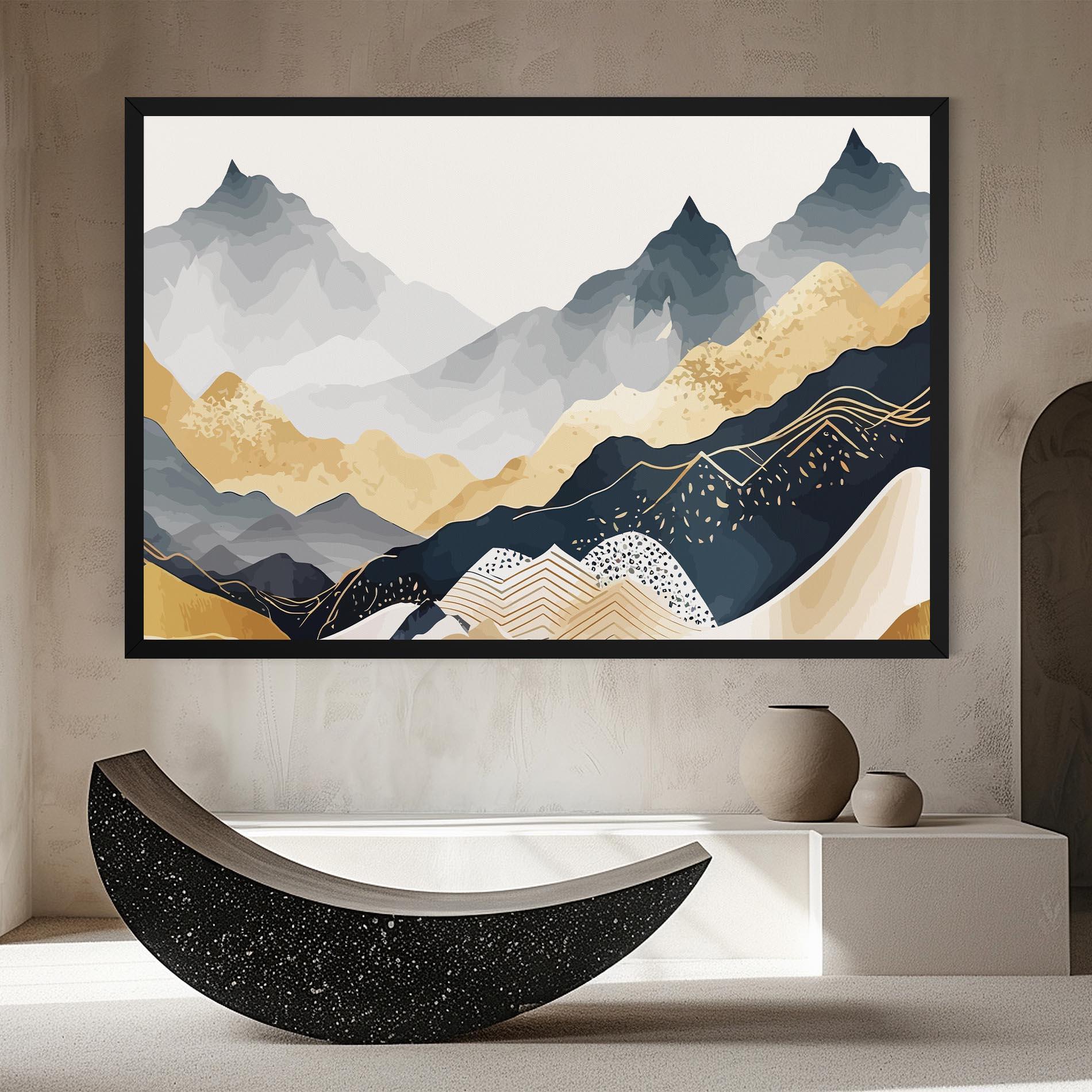 Tablou Canvas Blue Gold Mountain mockup 8