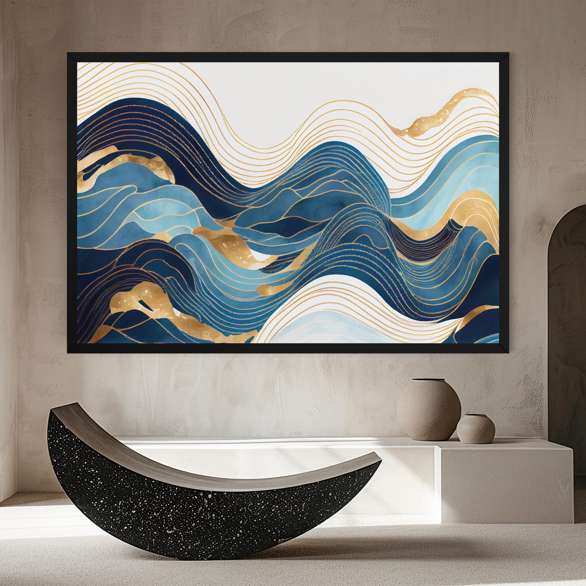 Tablou Canvas Blue Wave Mountain mockup 8