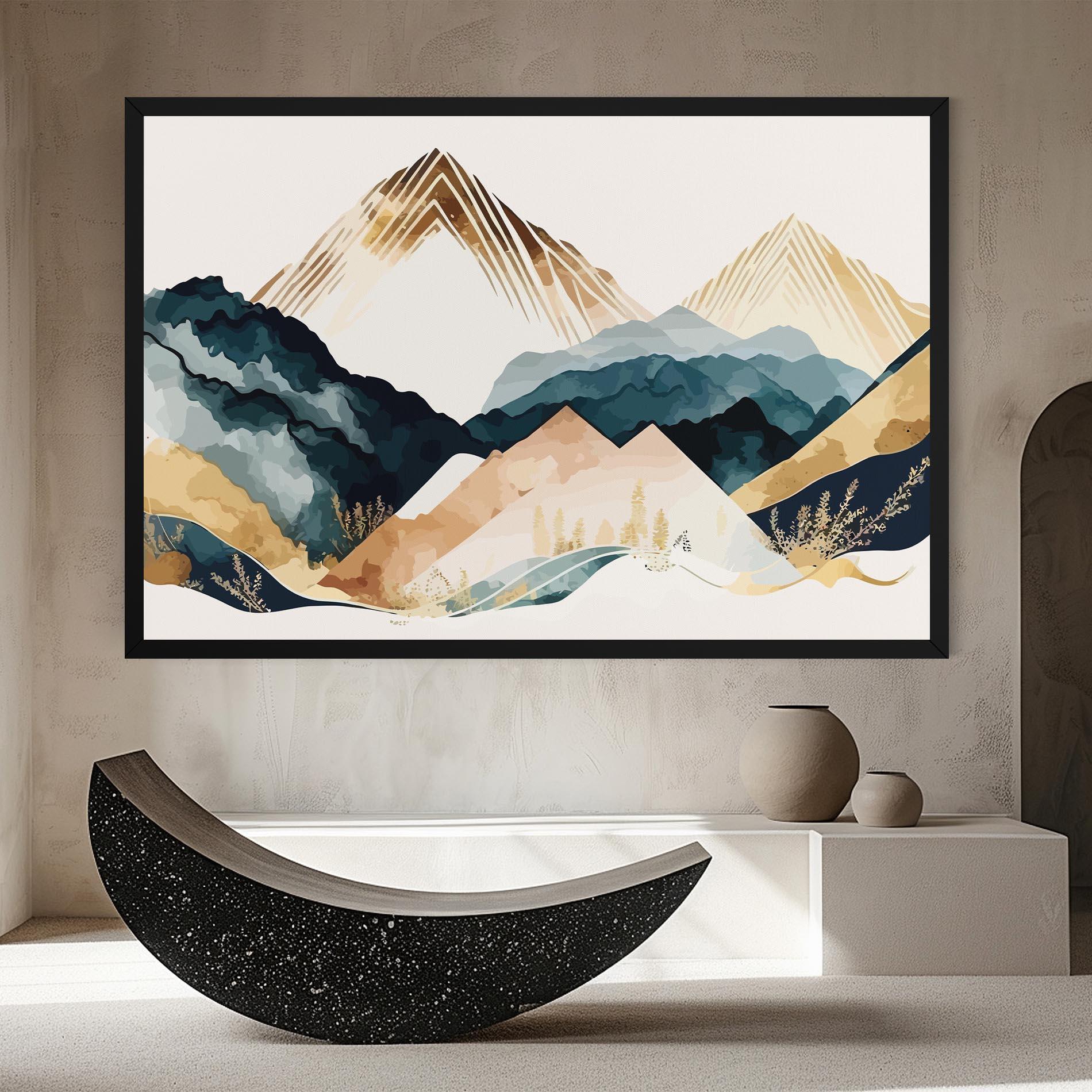 Tablou Canvas Gold Green Mountain mockup 8