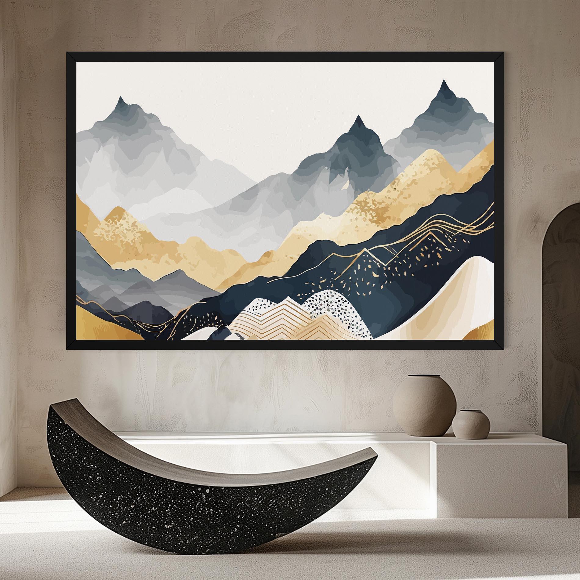Tablou Canvas Gold Grey Mountain mockup 8