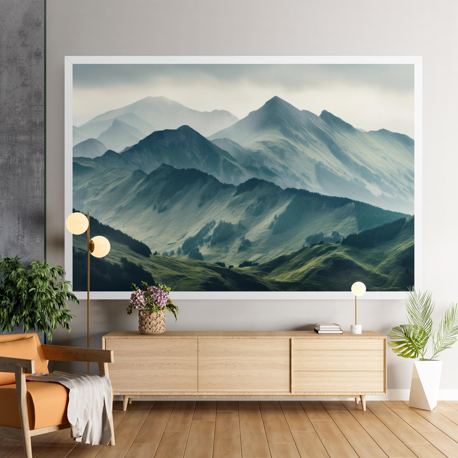 Tablou Canvas Amazing Foggy Mountain mockup 9
