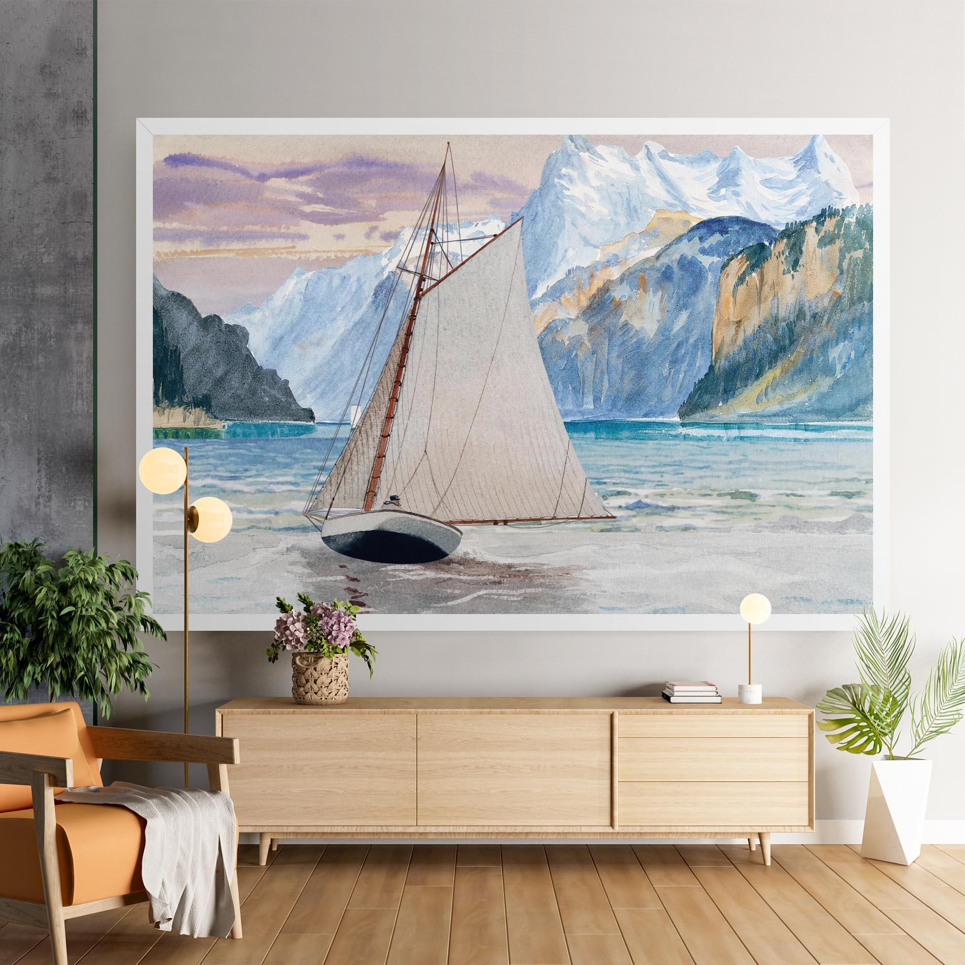 Tablou Canvas Boat Mountain View mockup 9
