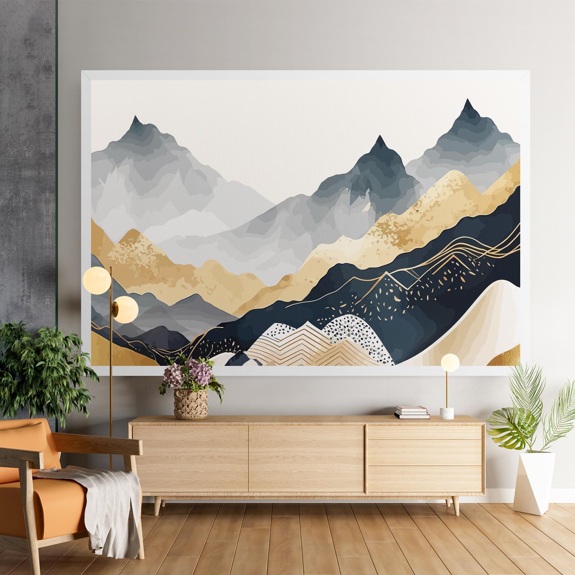 Tablou Canvas Gold Grey Mountain mockup 9