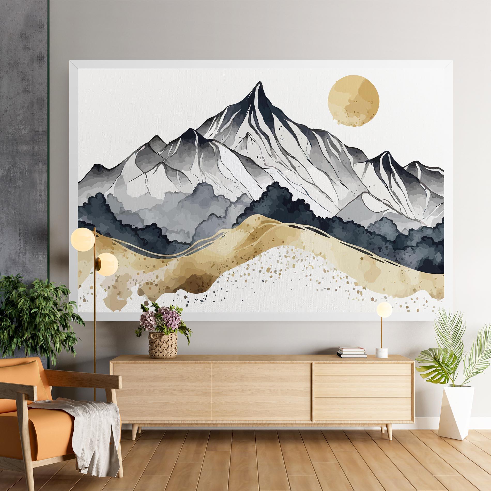Tablou Canvas Grey Gold Mountain mockup 9