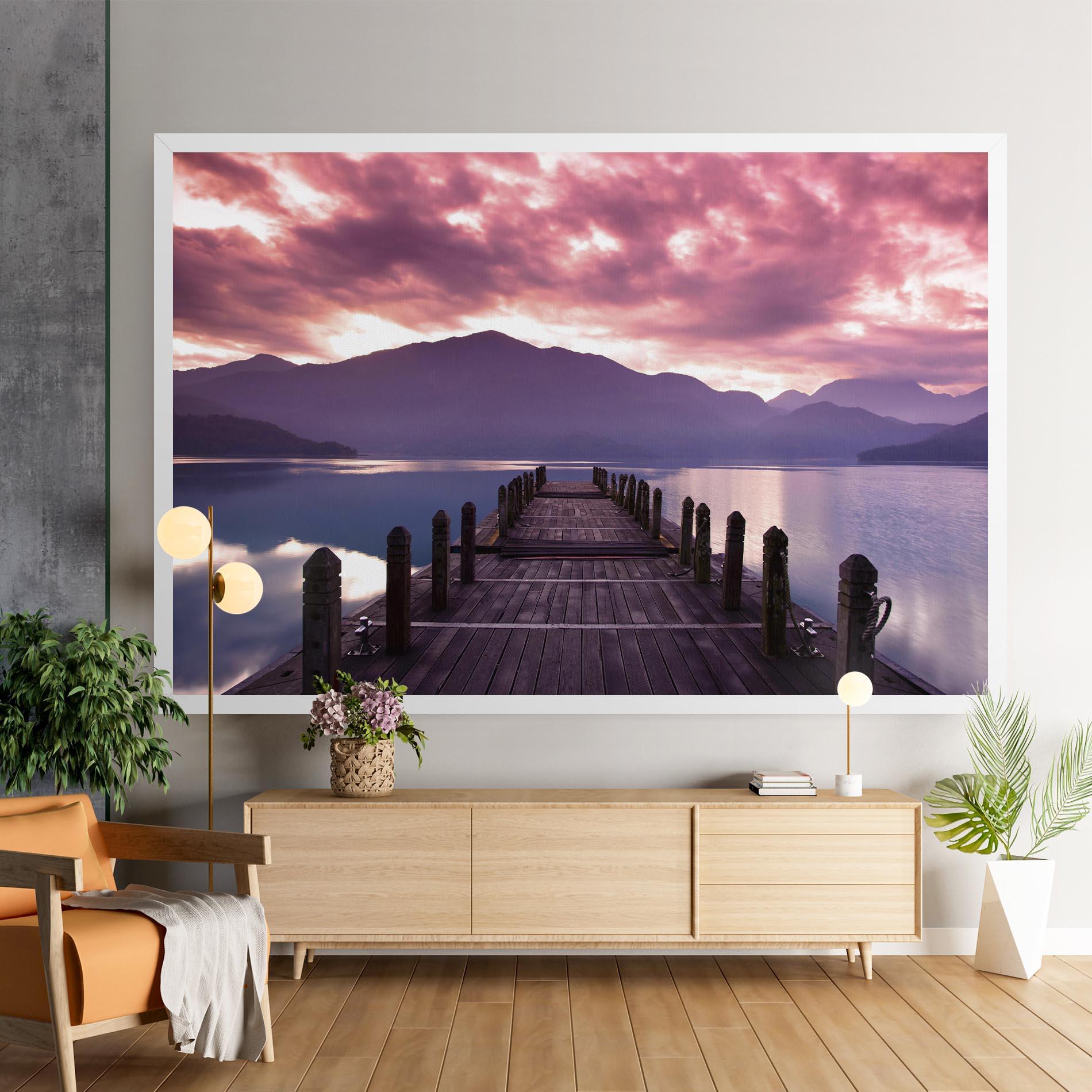 Tablou Canvas Pink Sky Over The Lake mockup 9