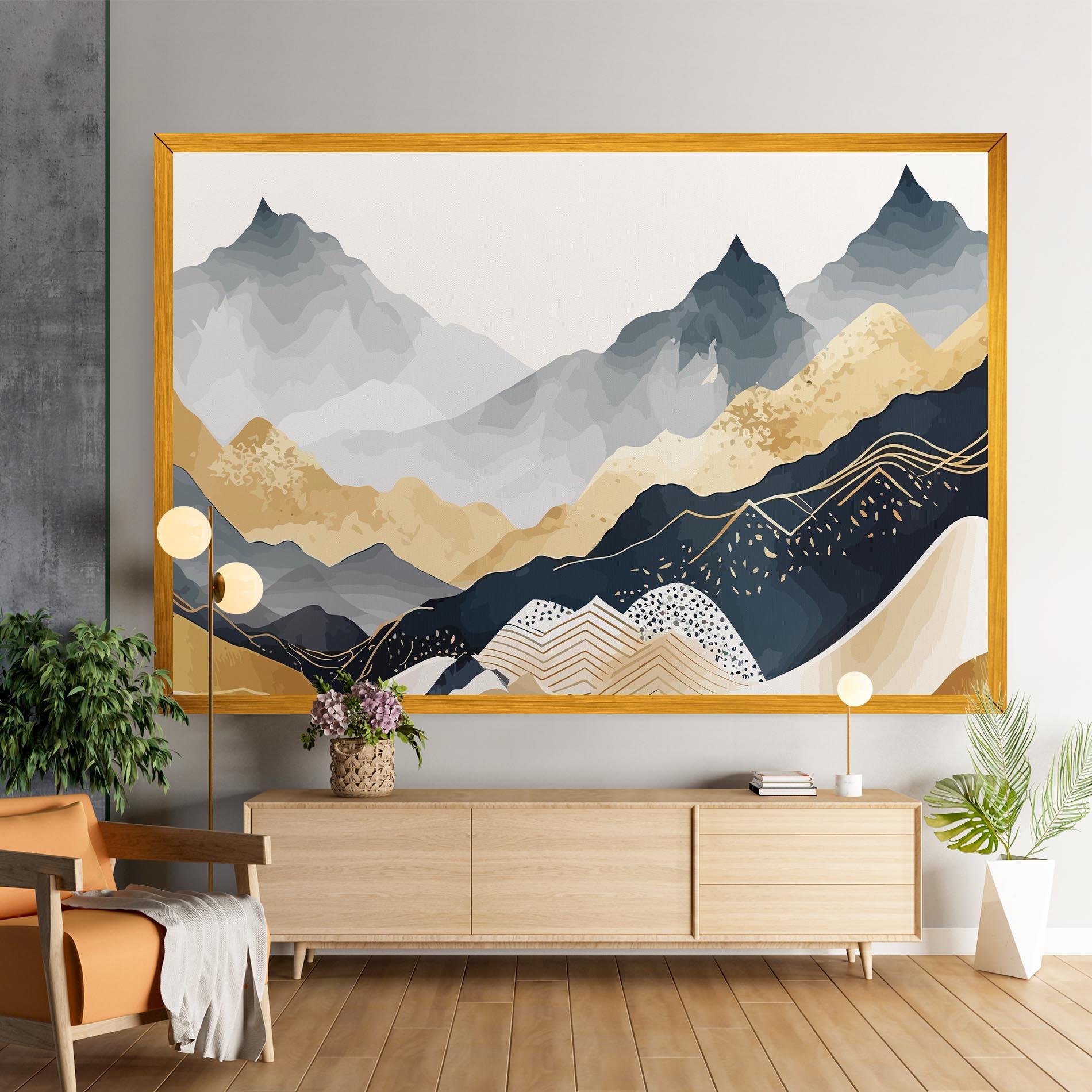 Tablou Canvas Blue Gold Mountain mockup 9
