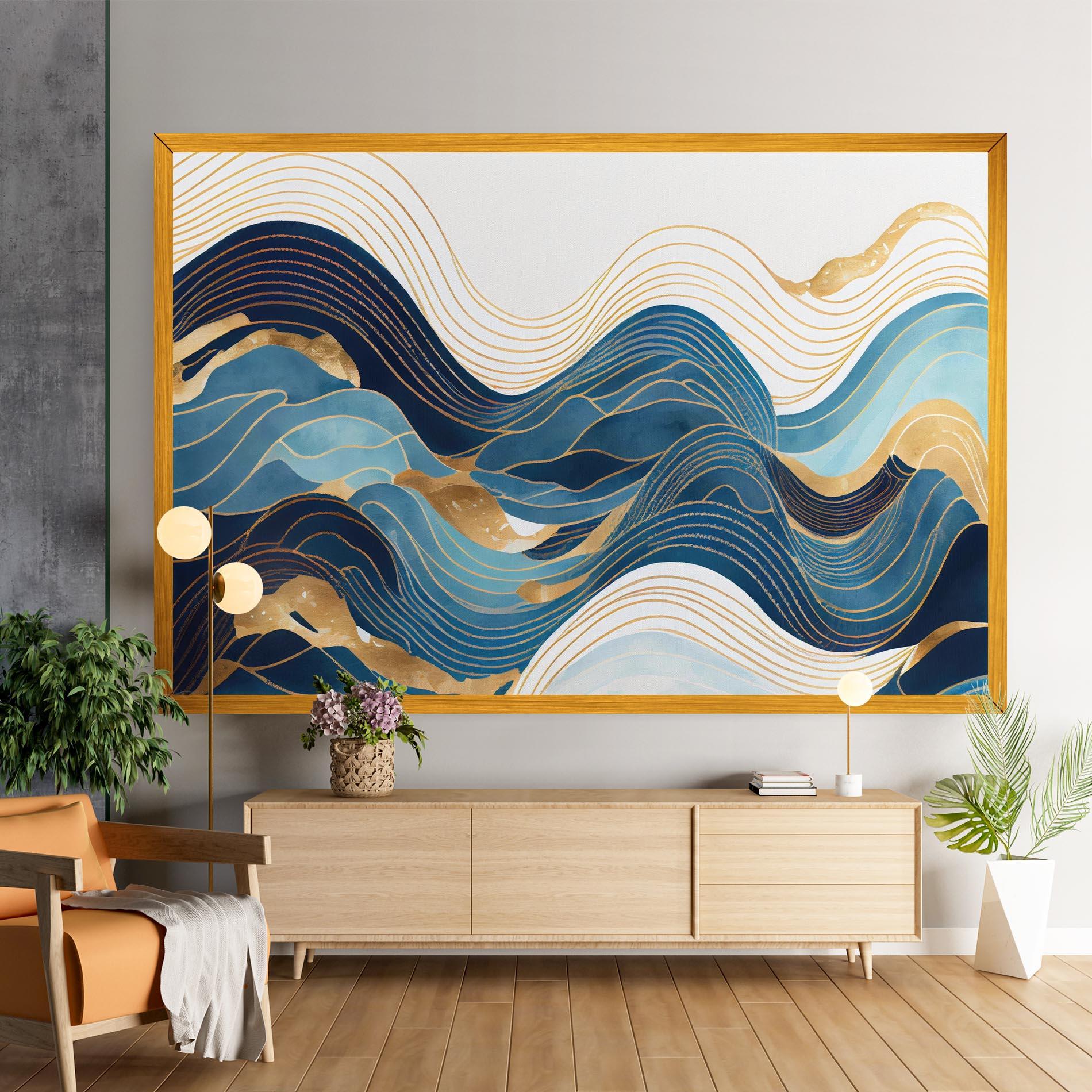 Tablou Canvas Blue Wave Mountain mockup 9