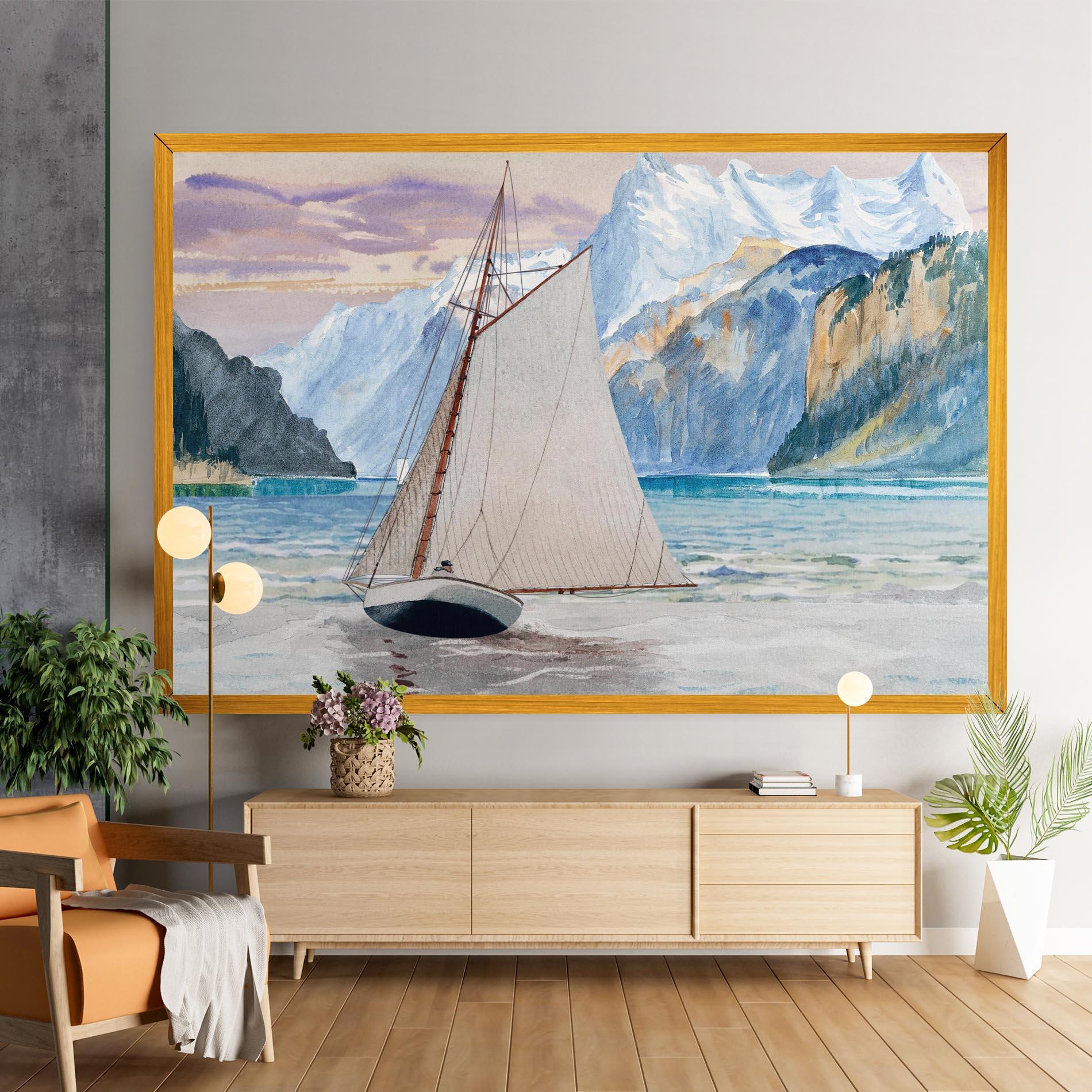 Tablou Canvas Boat Mountain View mockup 9