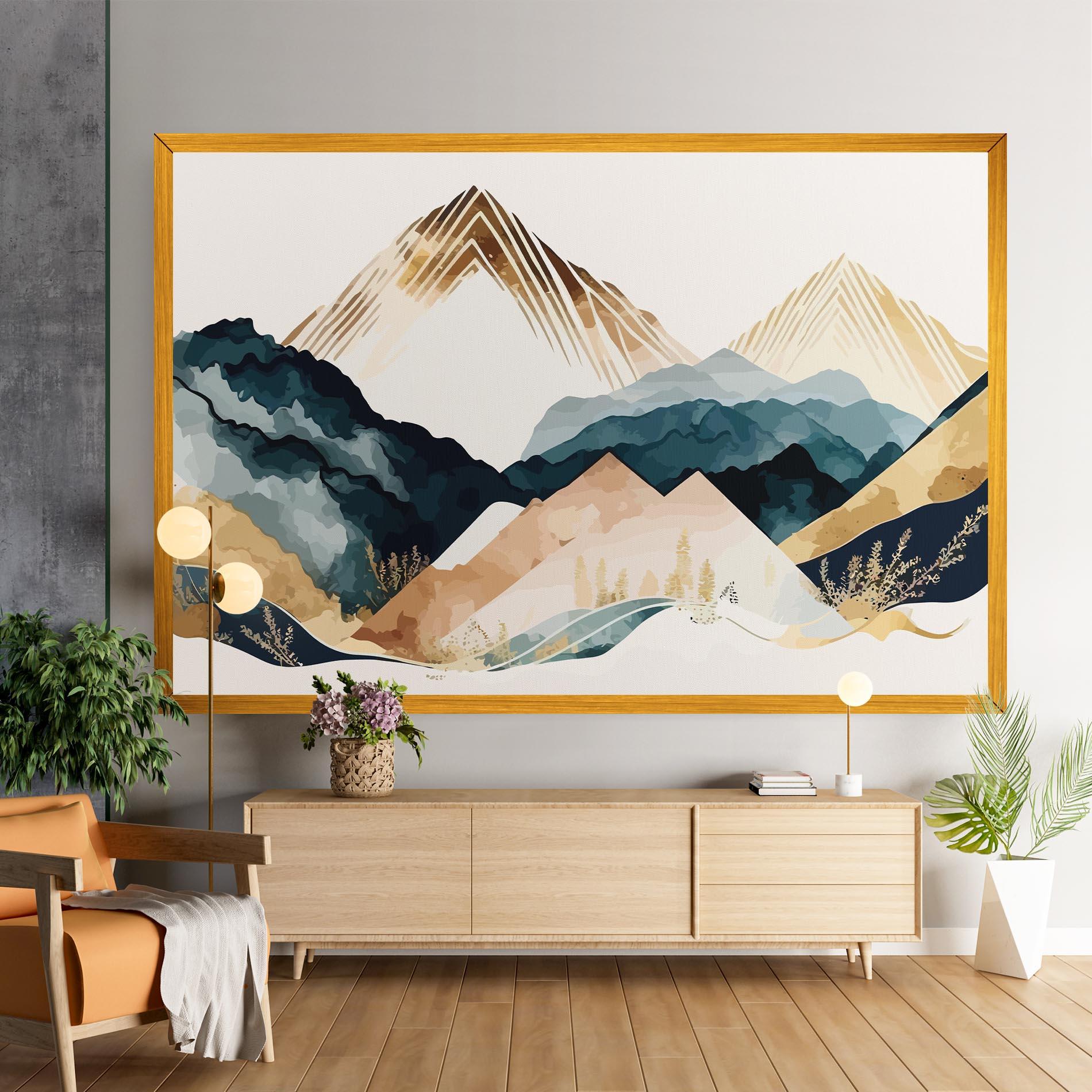 Tablou Canvas Gold Green Mountain mockup 9