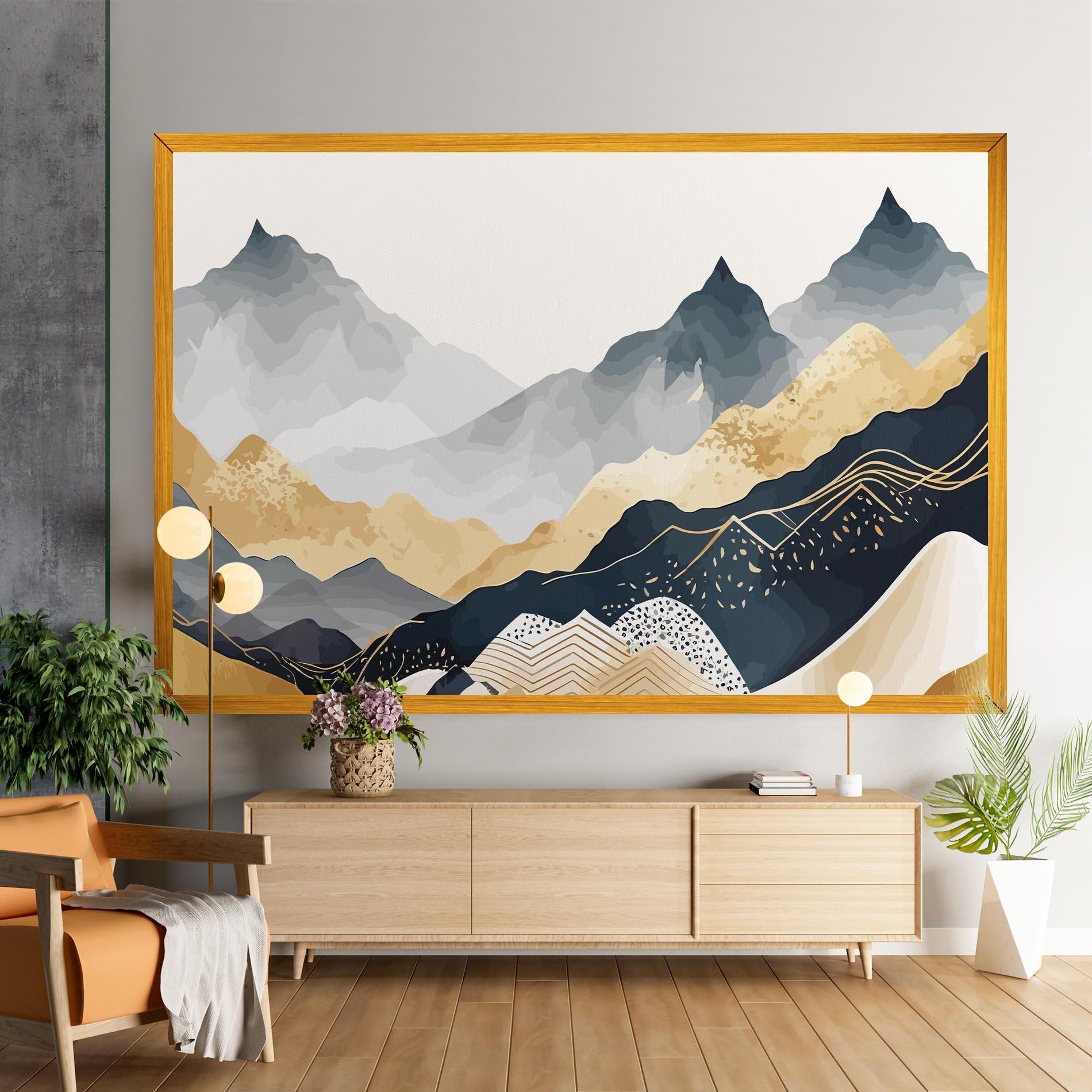 Tablou Canvas Gold Grey Mountain mockup 9