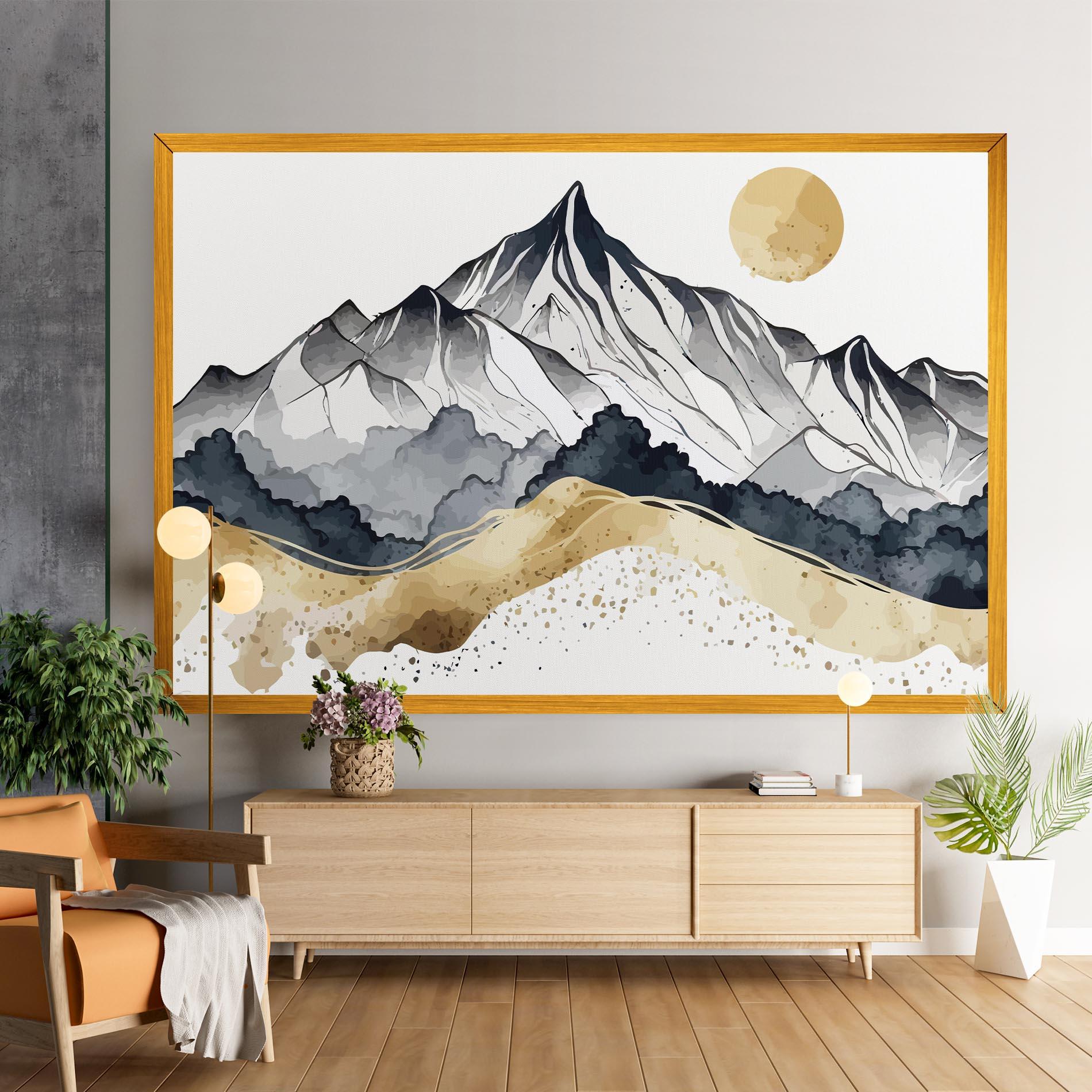 Tablou Canvas Grey Gold Mountain mockup 9