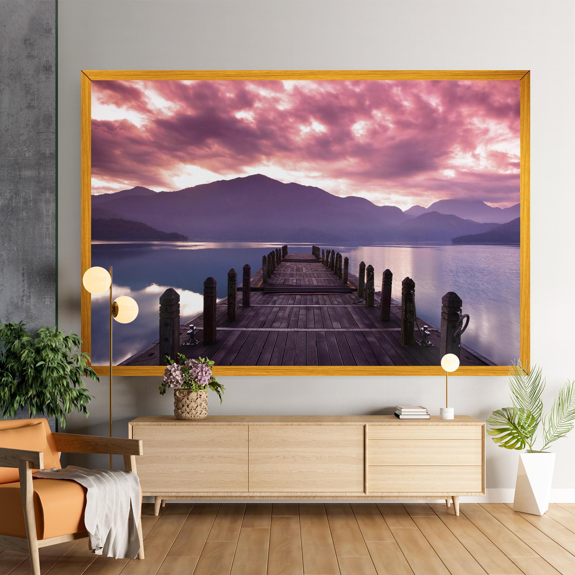 Tablou Canvas Pink Sky Over The Lake mockup 9