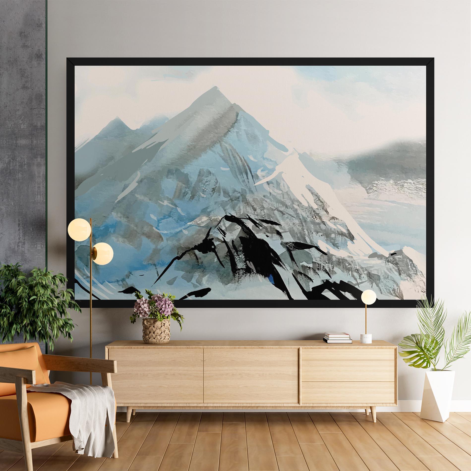 Tablou Canvas Blue Black Mountain mockup 9