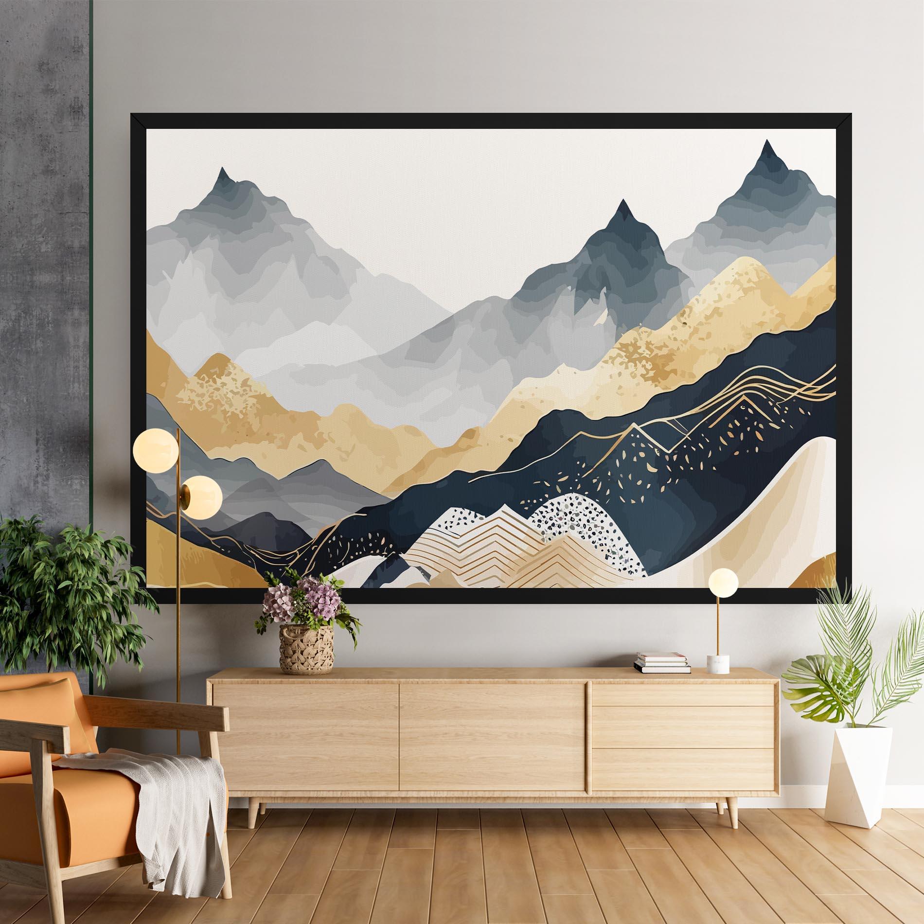 Tablou Canvas Blue Gold Mountain mockup 9
