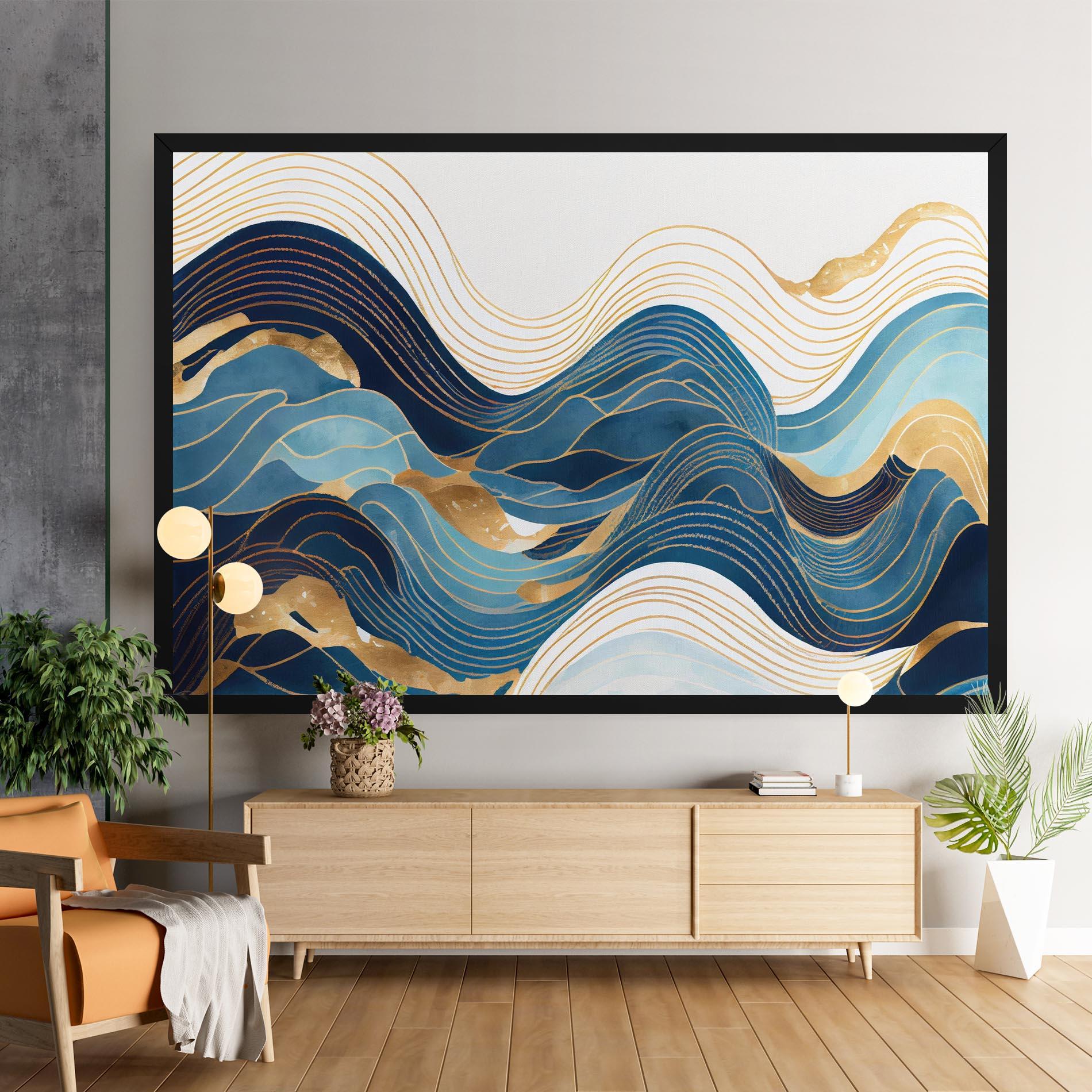 Tablou Canvas Blue Wave Mountain mockup 9