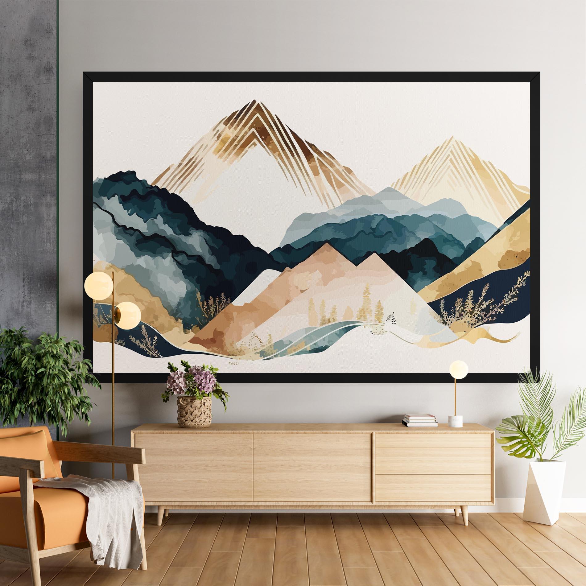 Tablou Canvas Gold Green Mountain mockup 9