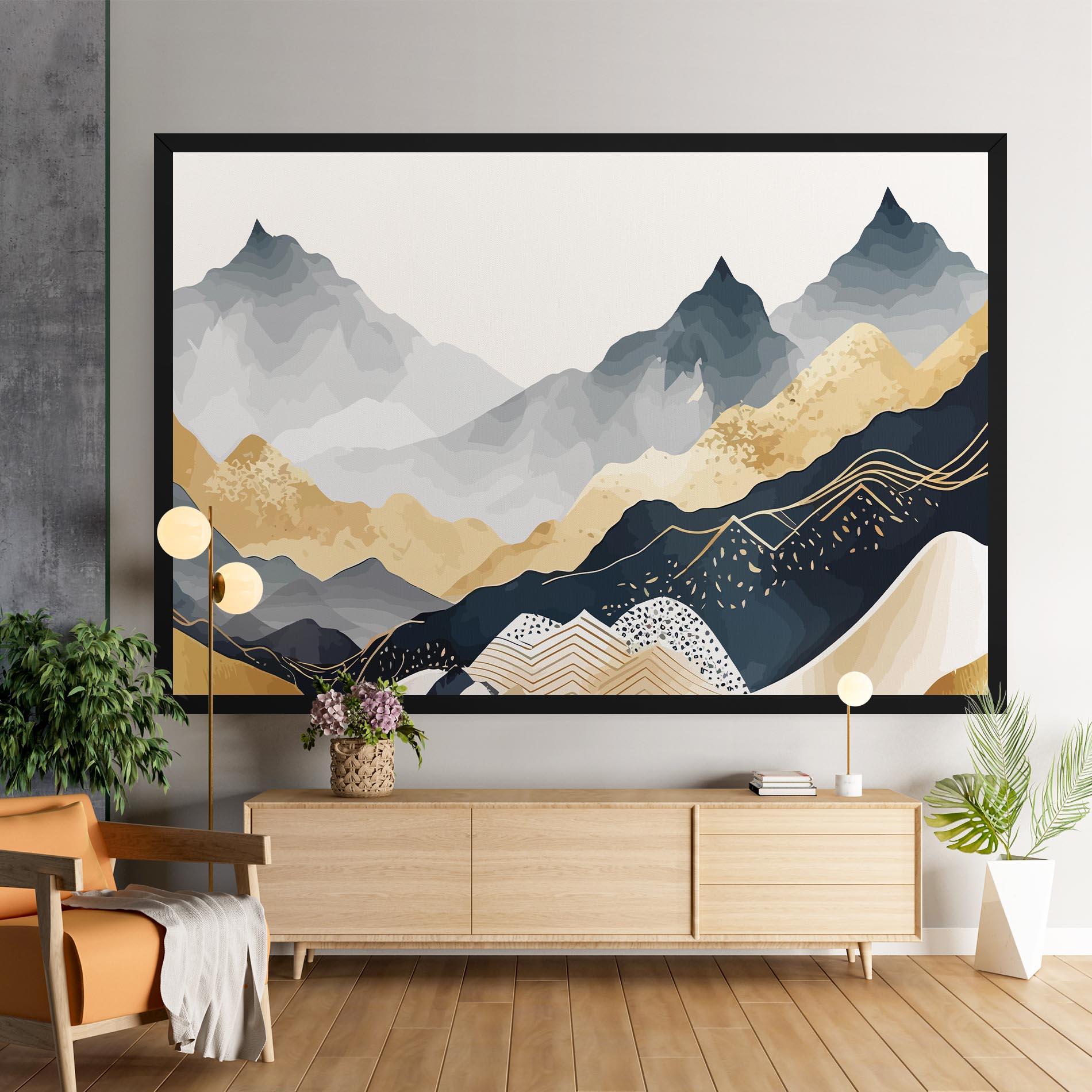 Tablou Canvas Gold Grey Mountain mockup 9