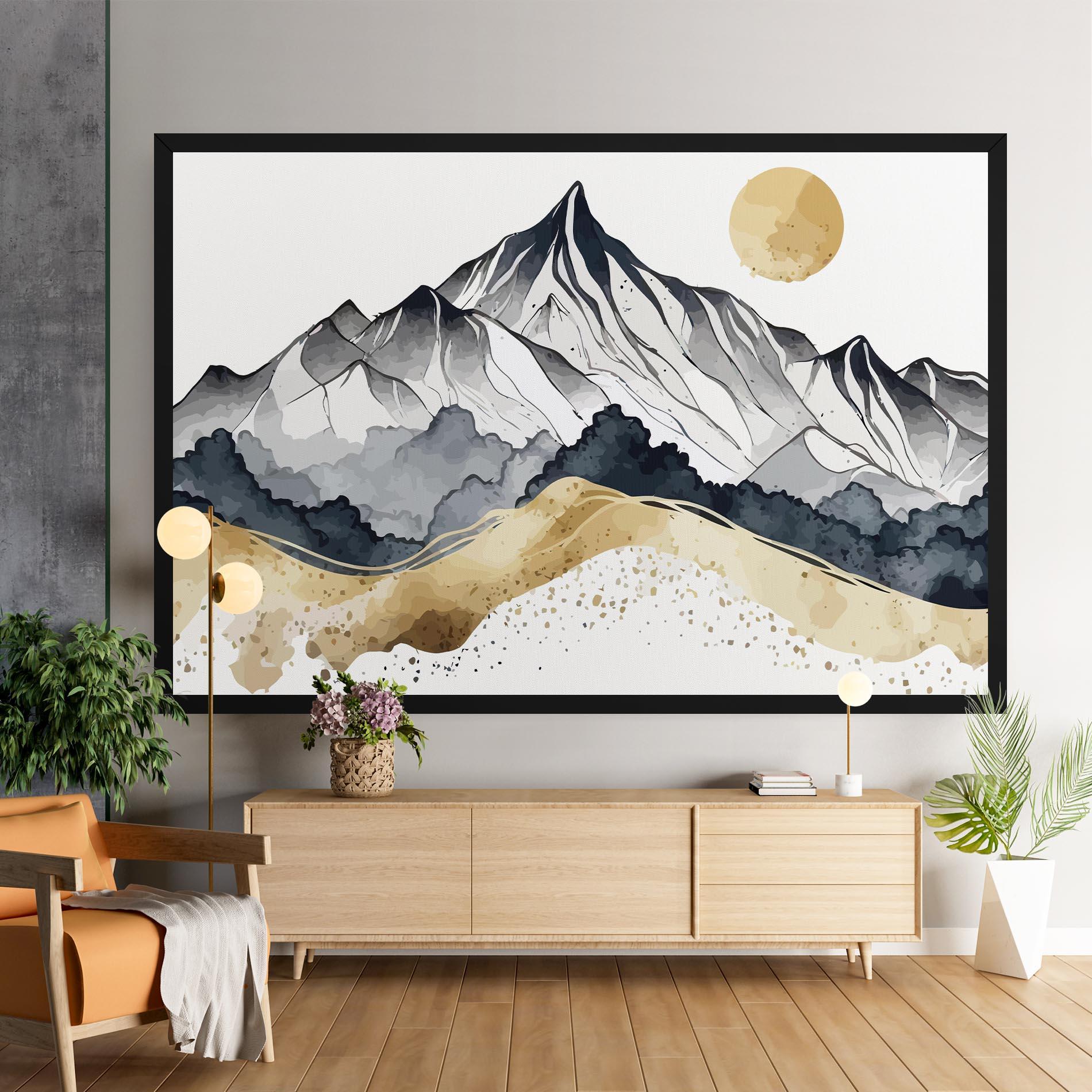 Tablou Canvas Grey Gold Mountain mockup 9