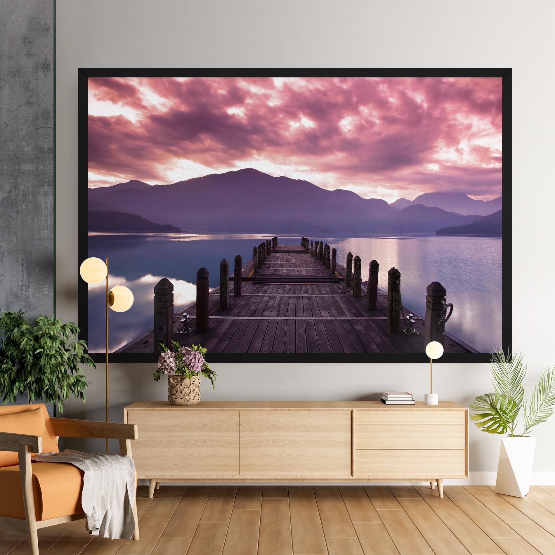 Tablou Canvas Pink Sky Over The Lake mockup 9