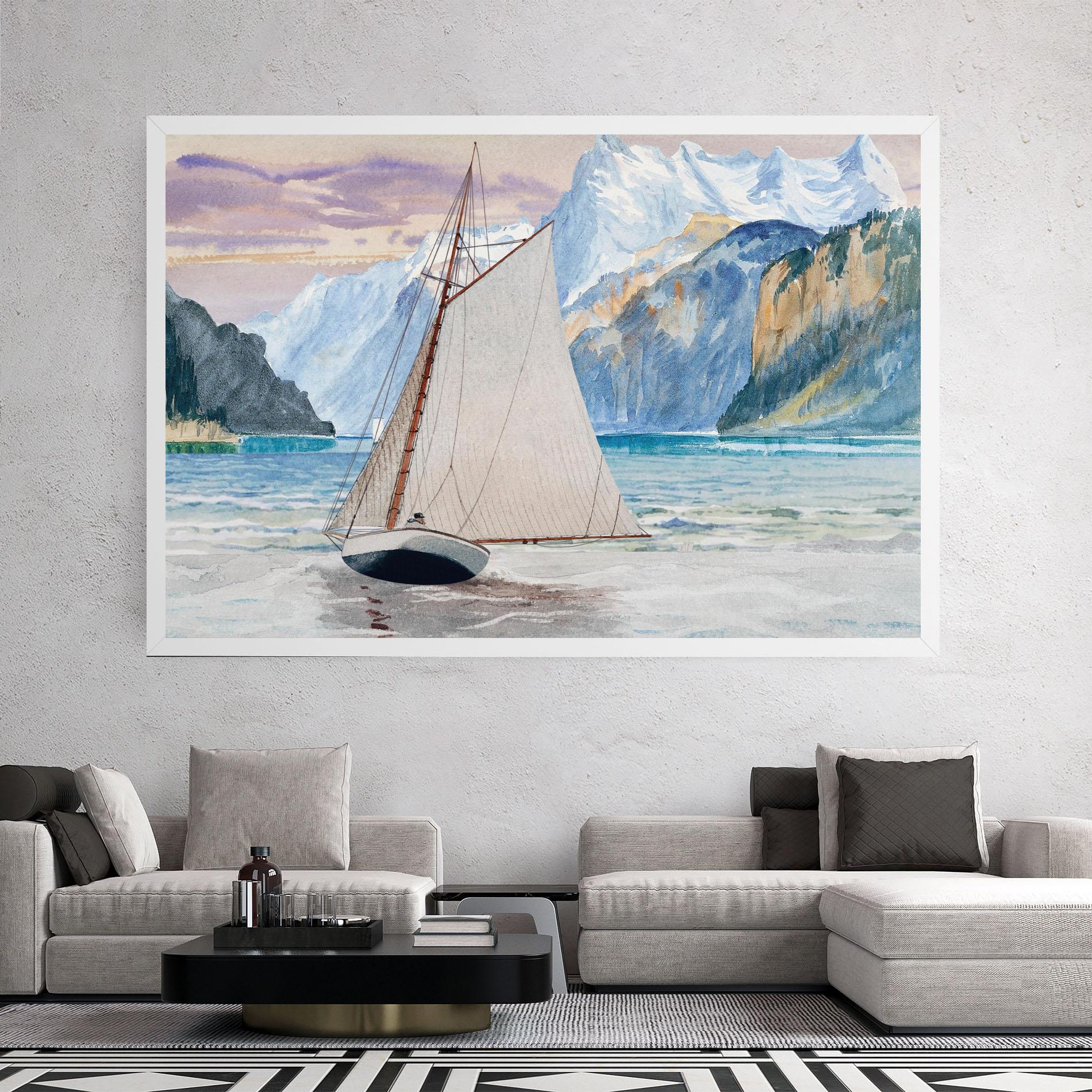 Tablou Canvas Boat Mountain View mockup 2