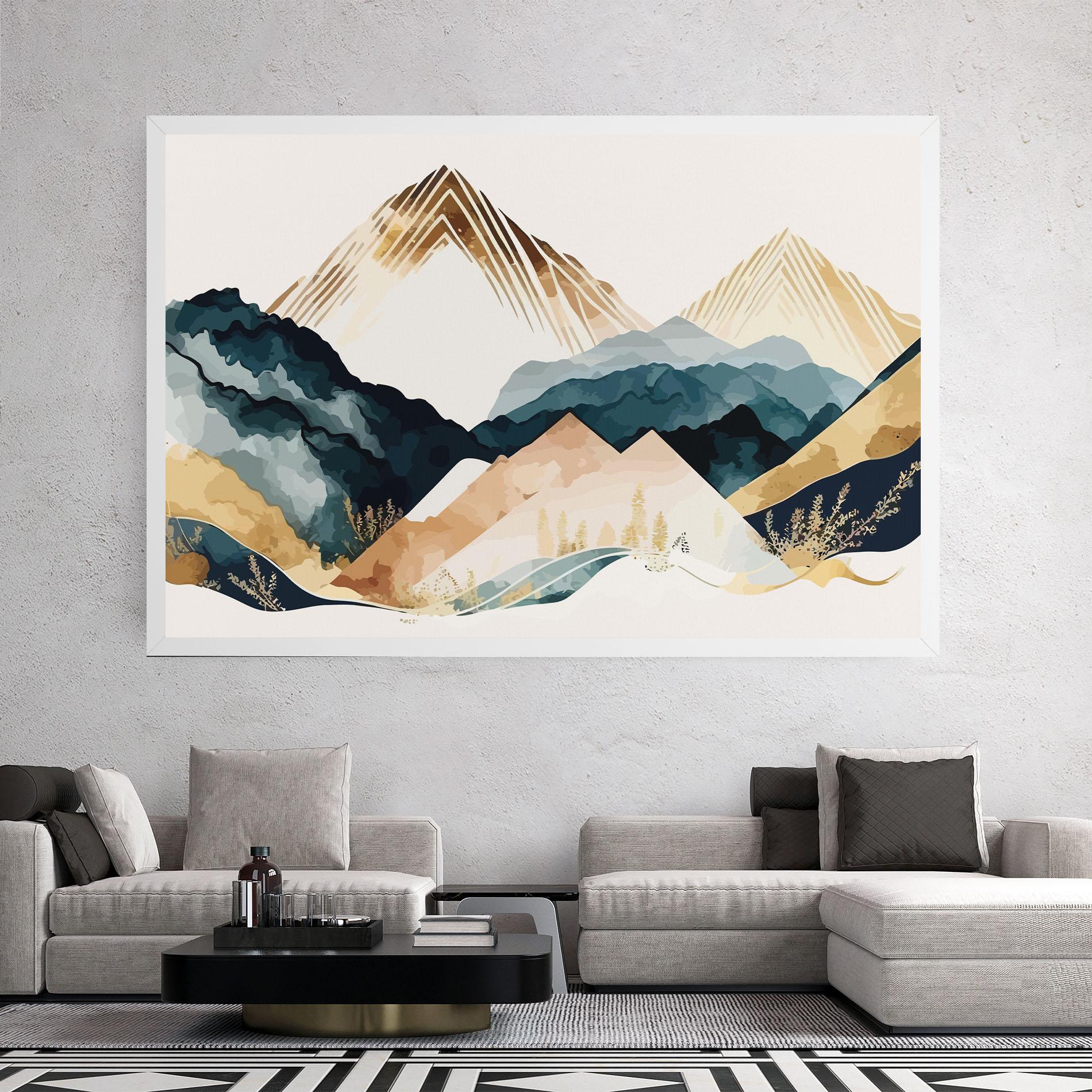 Tablou Canvas Gold Green Mountain mockup 2