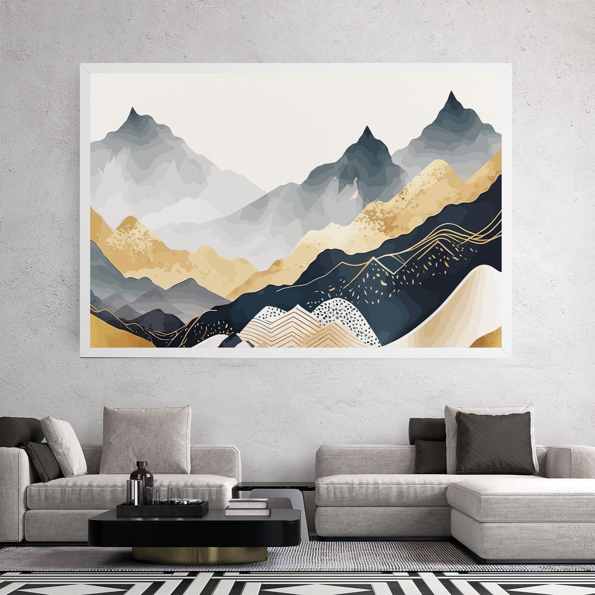 Tablou Canvas Gold Grey Mountain mockup 2