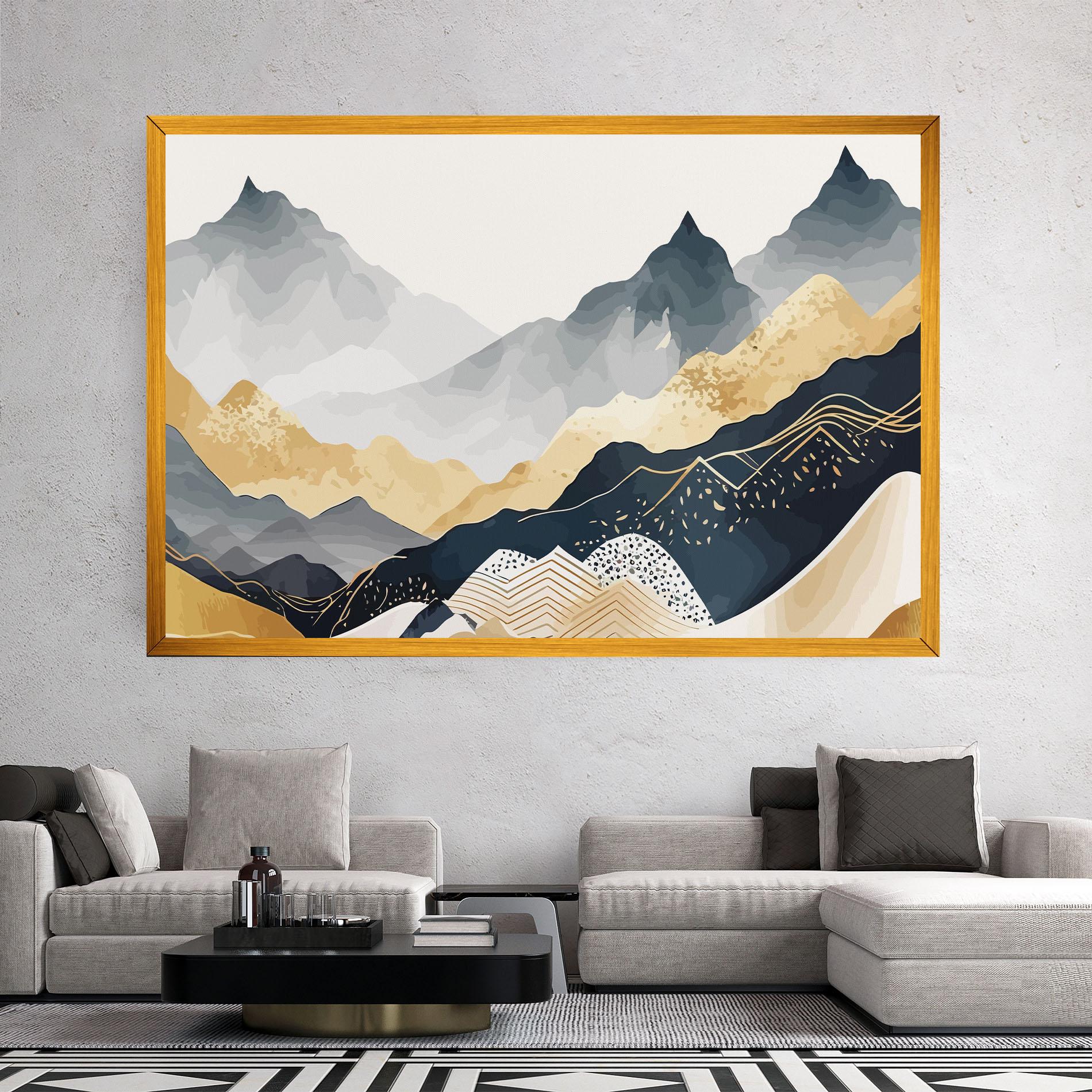 Tablou Canvas Blue Gold Mountain mockup 2