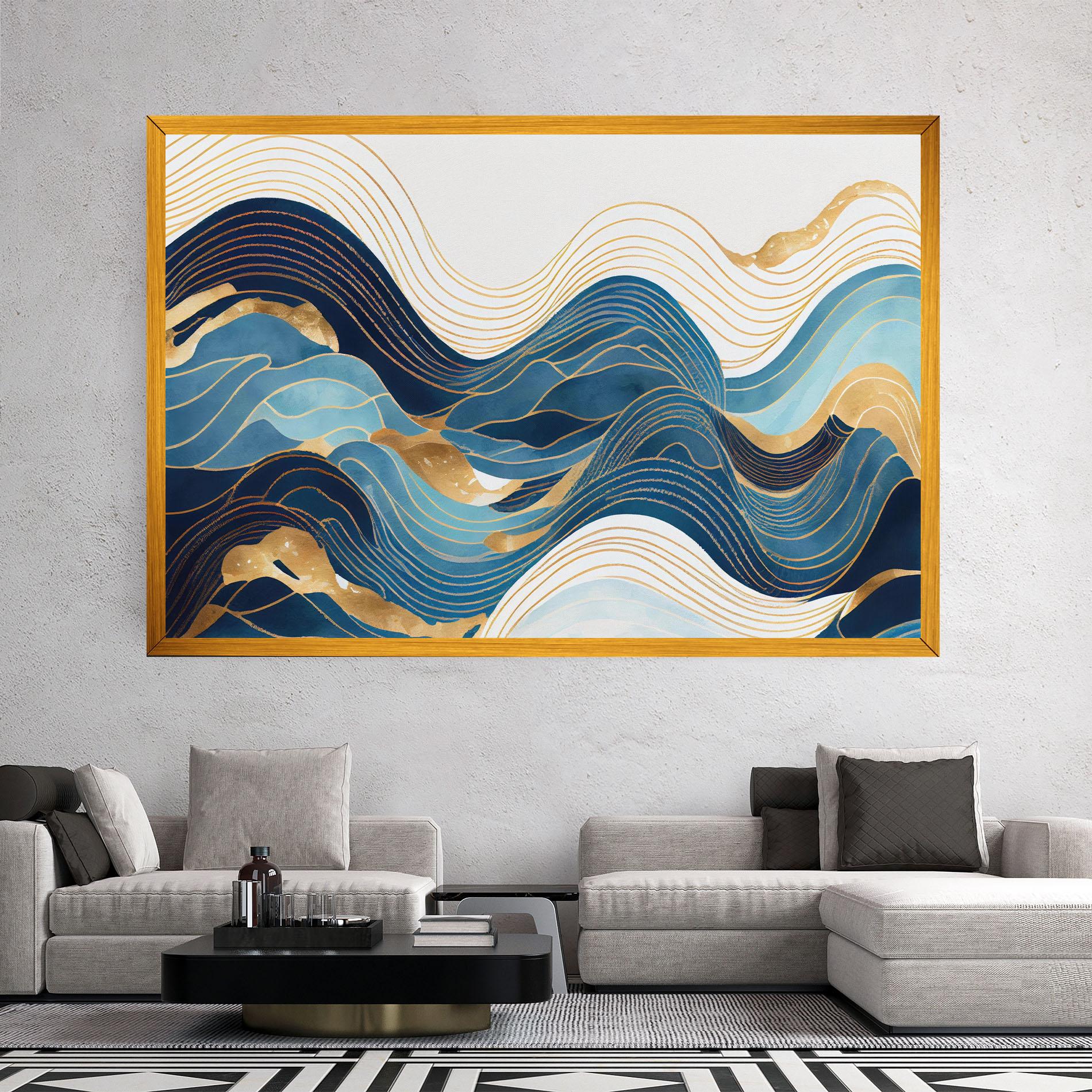 Tablou Canvas Blue Wave Mountain mockup 2