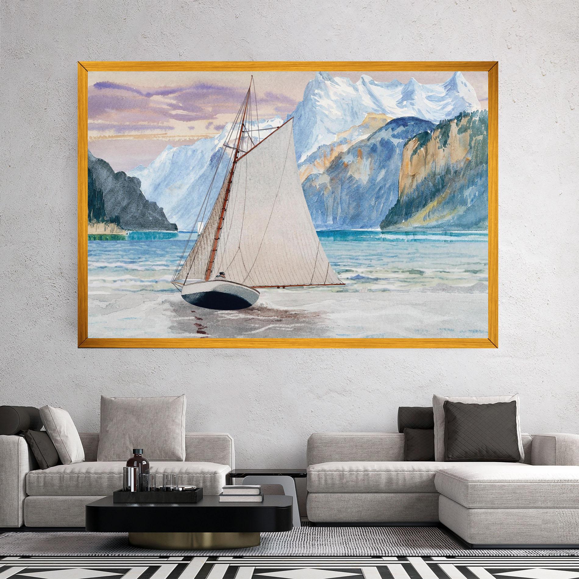 Tablou Canvas Boat Mountain View mockup 2