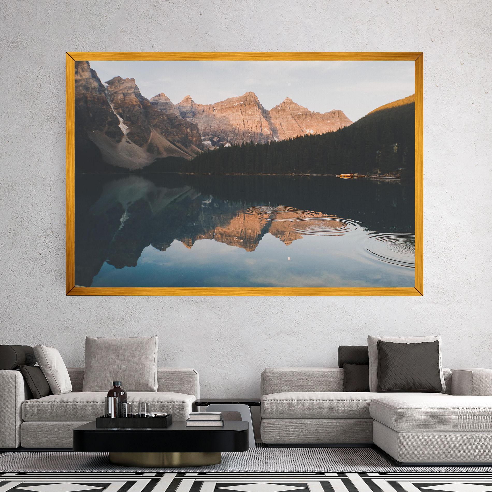 Tablou Canvas Brown Mountain Lake mockup 2