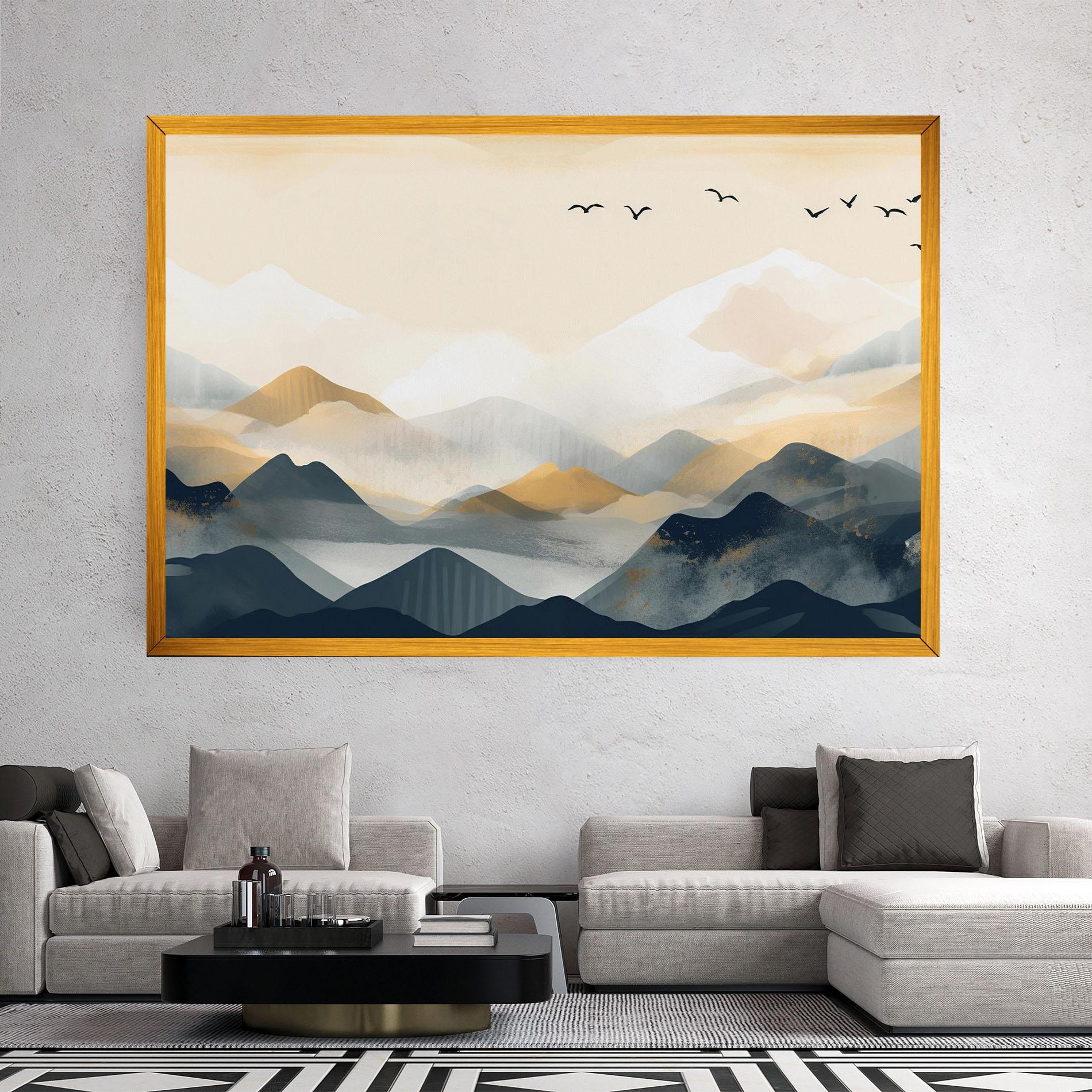 Tablou Canvas Gold Foggy Blue mockup 2