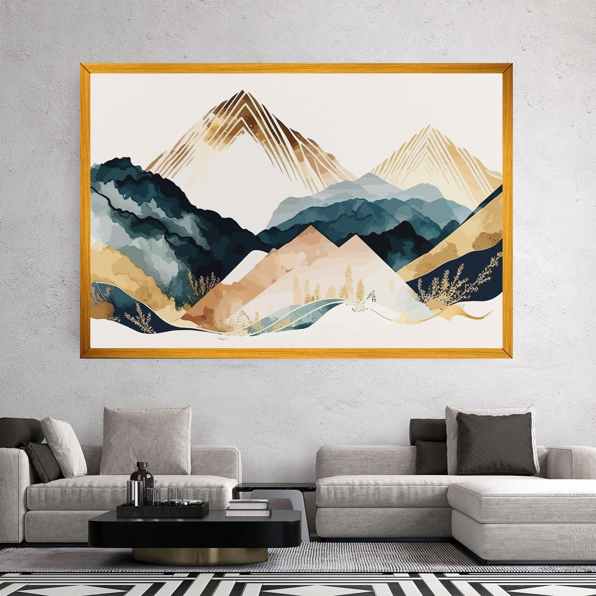 Tablou Canvas Gold Green Mountain mockup 2