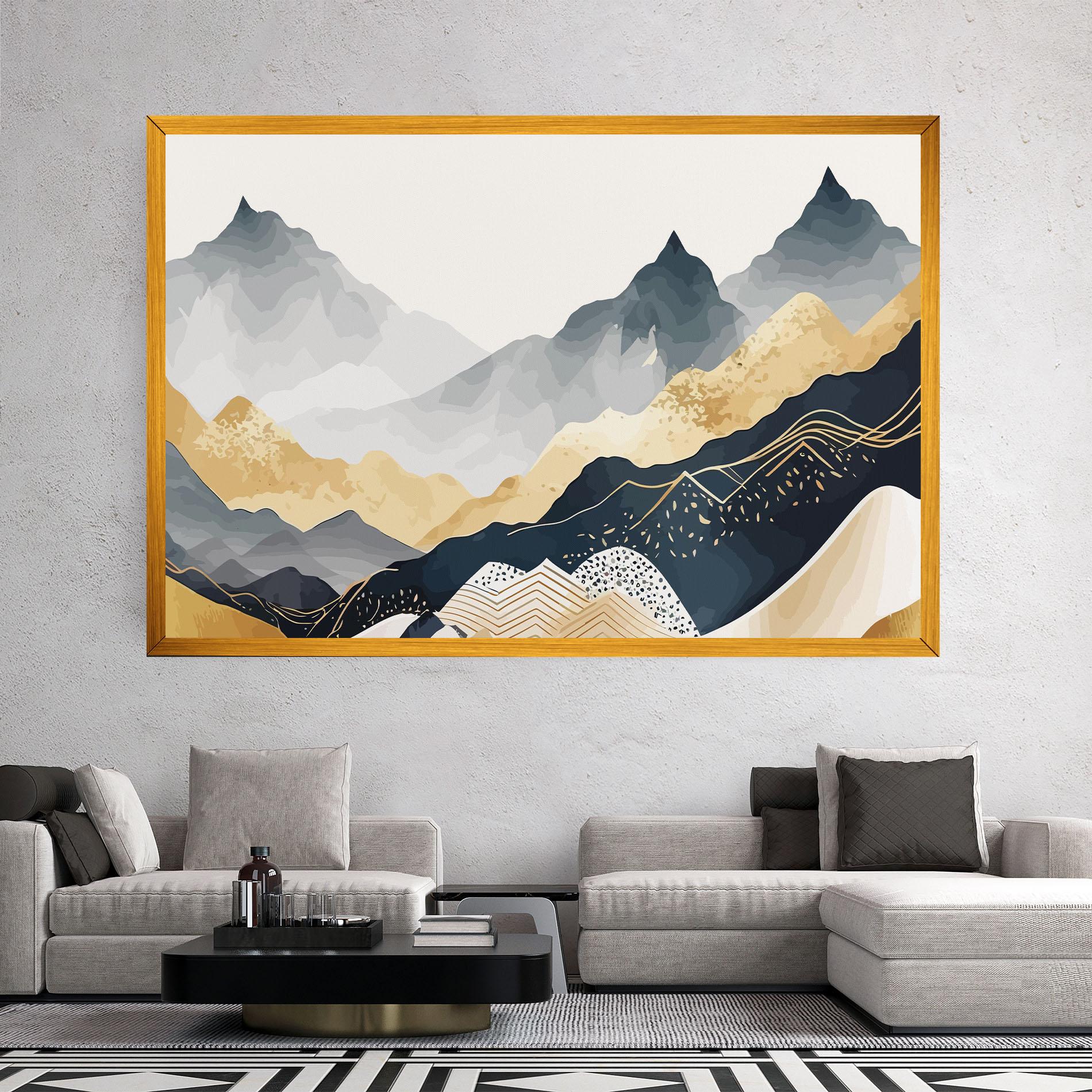 Tablou Canvas Gold Grey Mountain mockup 2