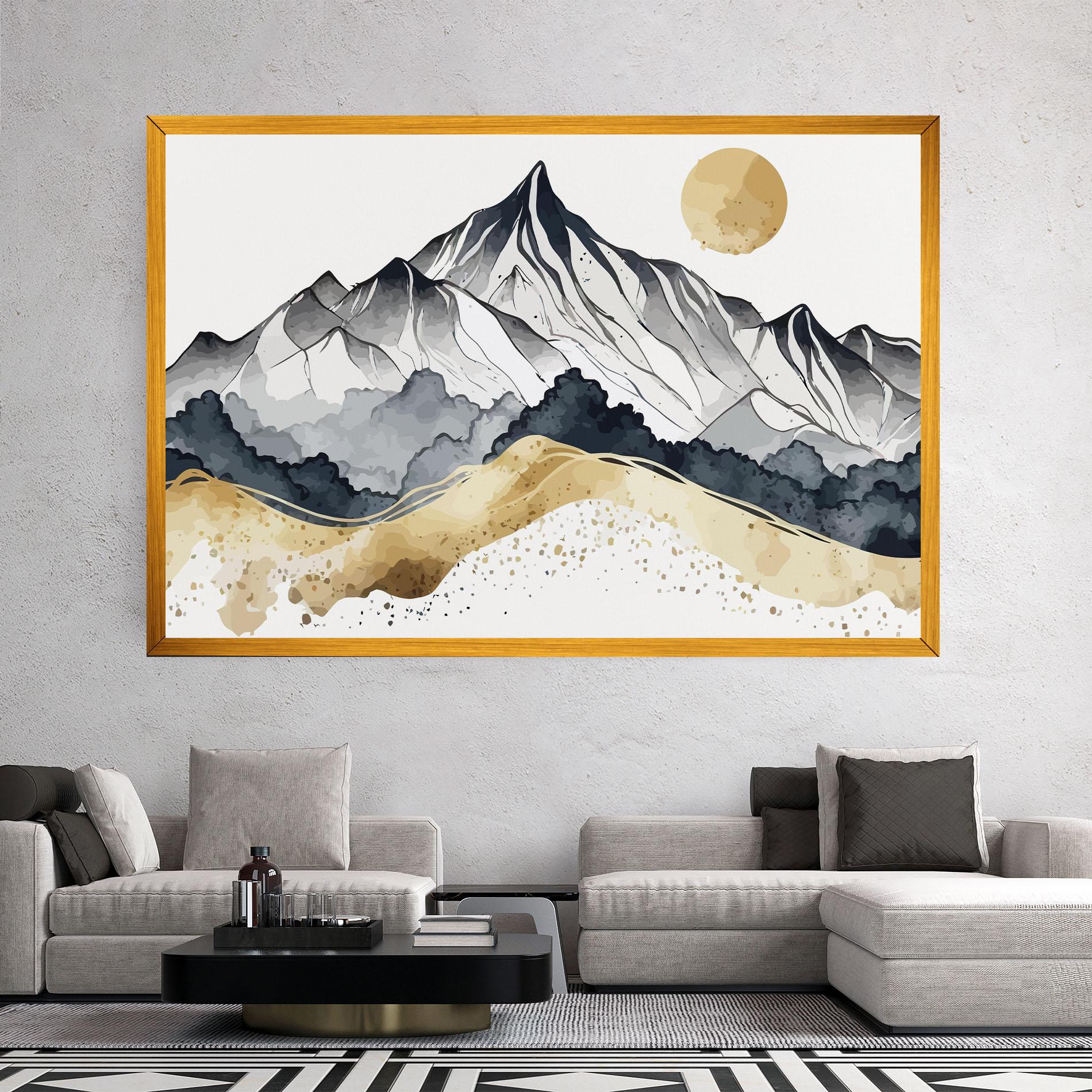 Tablou Canvas Grey Gold Mountain mockup 2