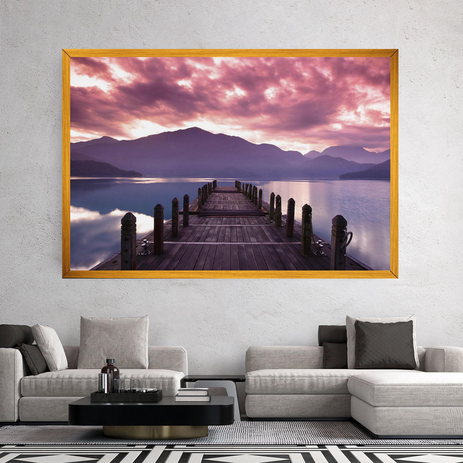 Tablou Canvas Pink Sky Over The Lake mockup 2