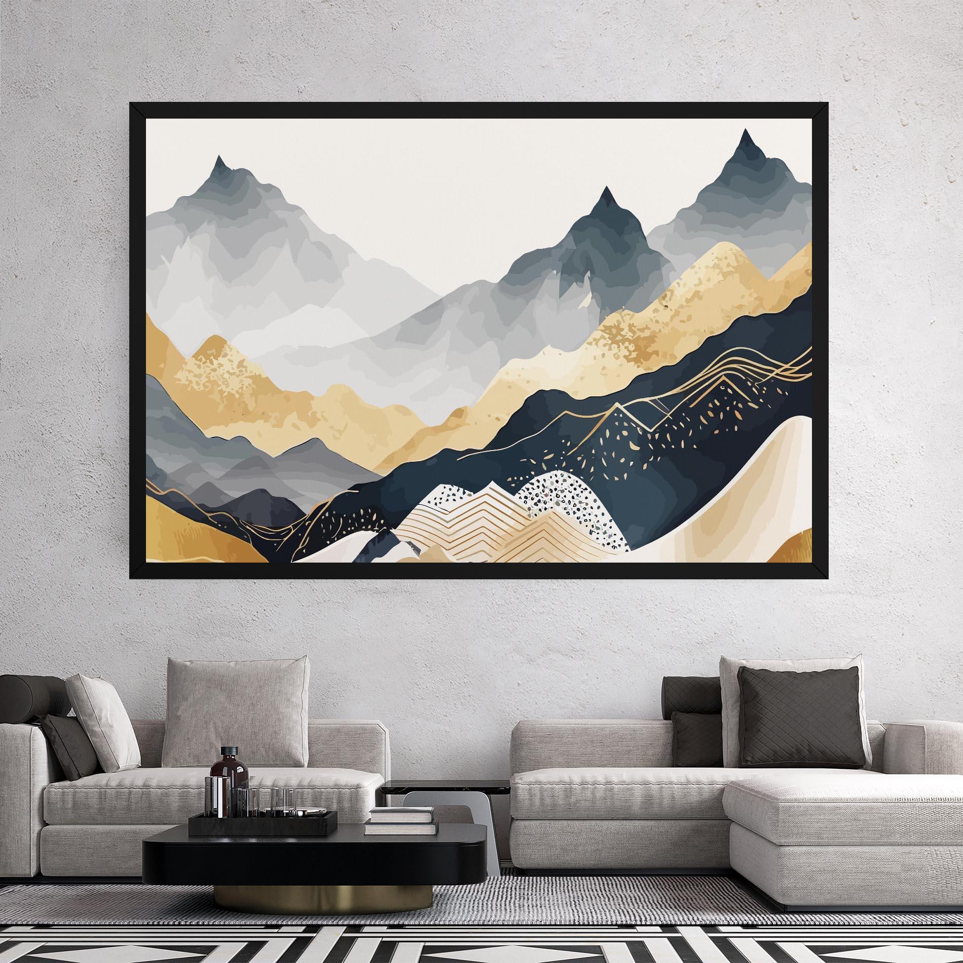 Tablou Canvas Blue Gold Mountain mockup 2