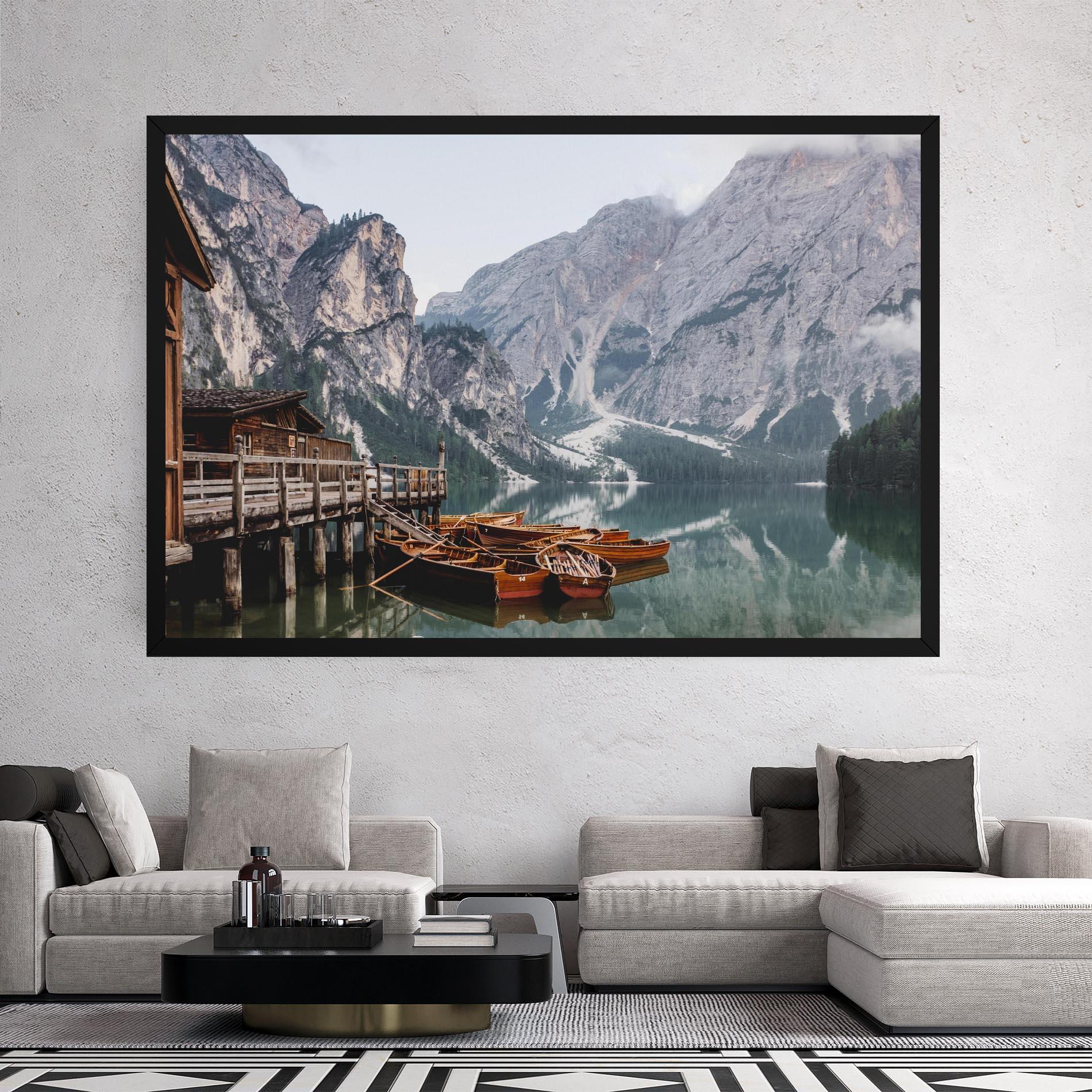 Tablou Canvas Boat Lake Mountain mockup 2