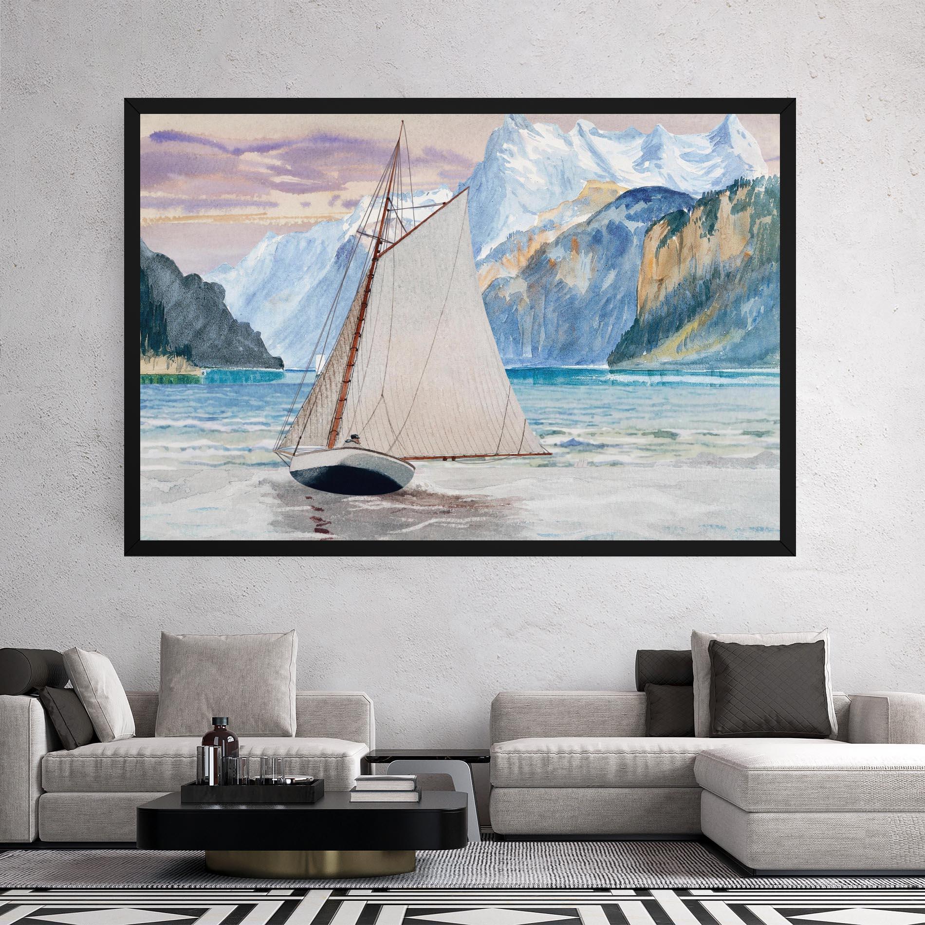 Tablou Canvas Boat Mountain View mockup 2